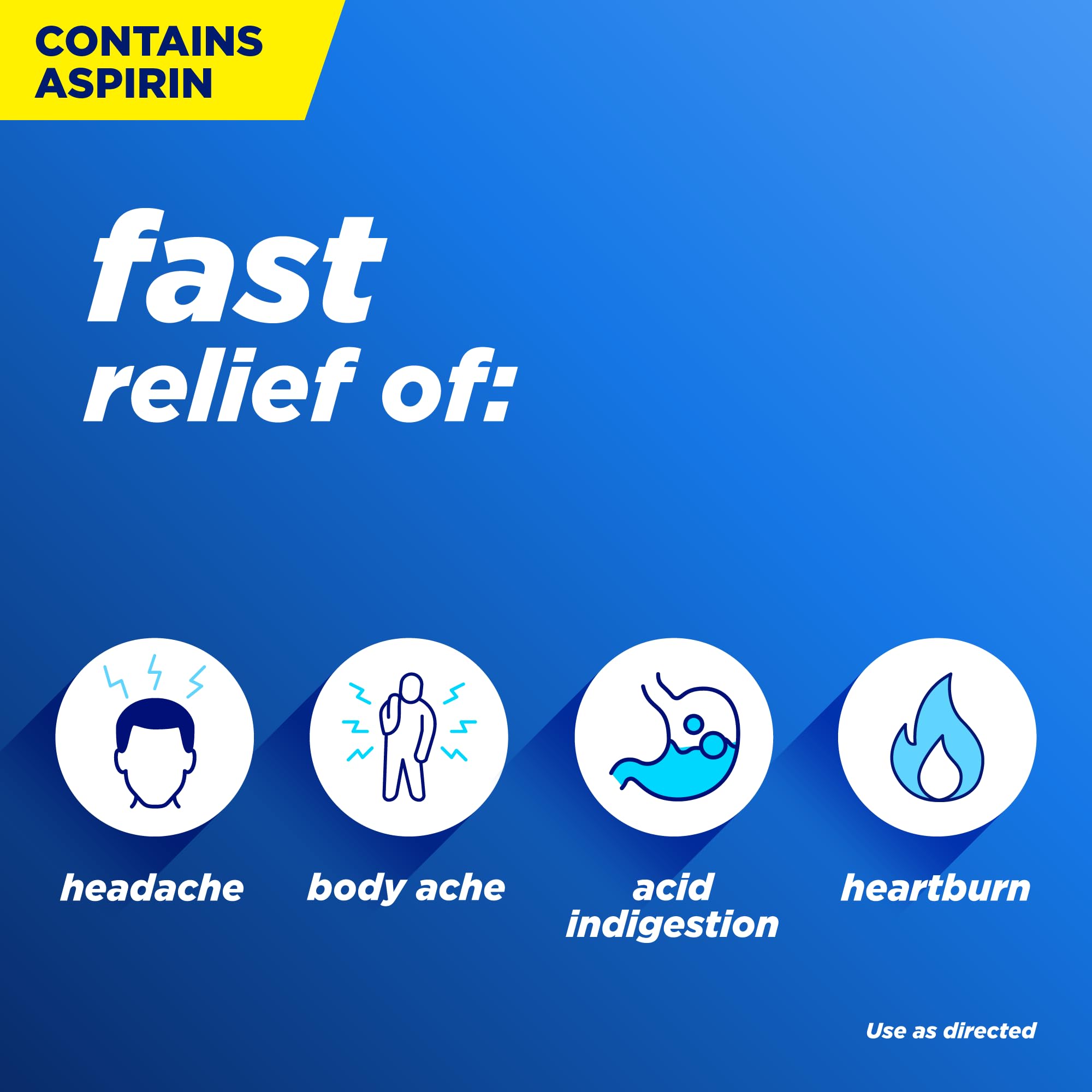 Alka-Seltzer Heartburn + Pain Effervescent Aspirin + Antacid Tablets, 72 ct — Amazon image 3