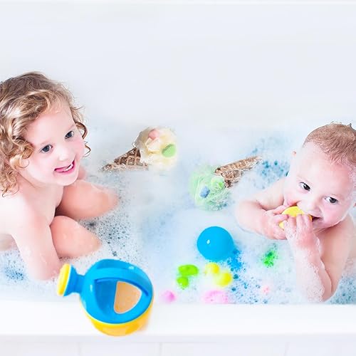 Miniatura 5 de Geiserailie Esponja de baño con cono de helado para niños, 4 piezas, esponja de baño para niños, esponja exfoliante para spa y ducha