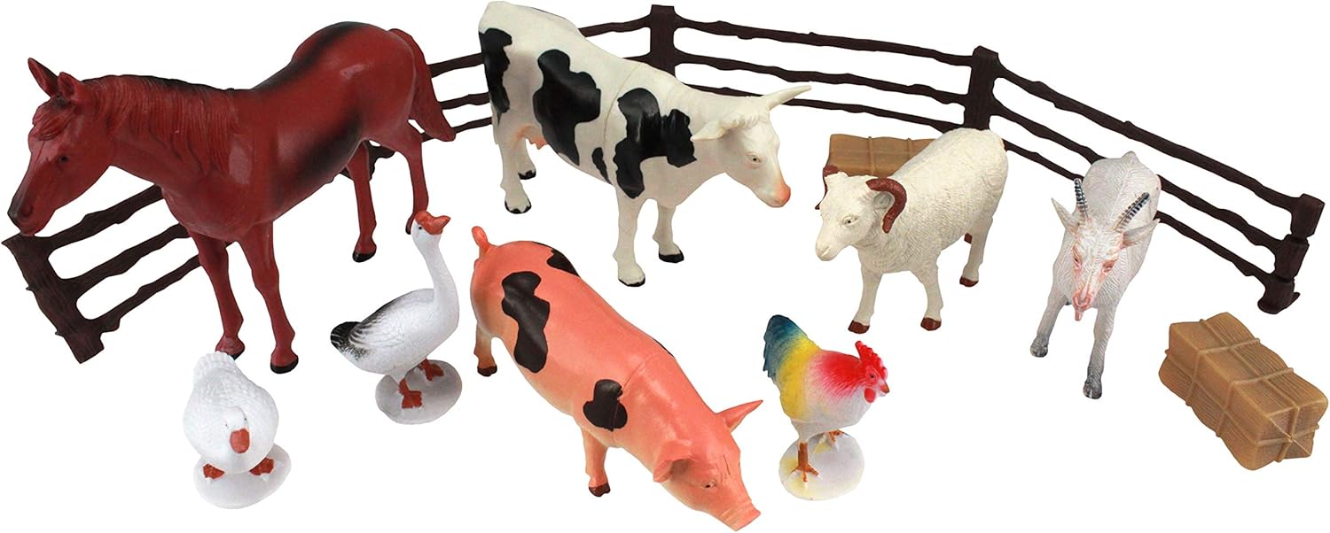 SCS Direct Farm Animal Toy Action Figure Set 50 Pieces With 16