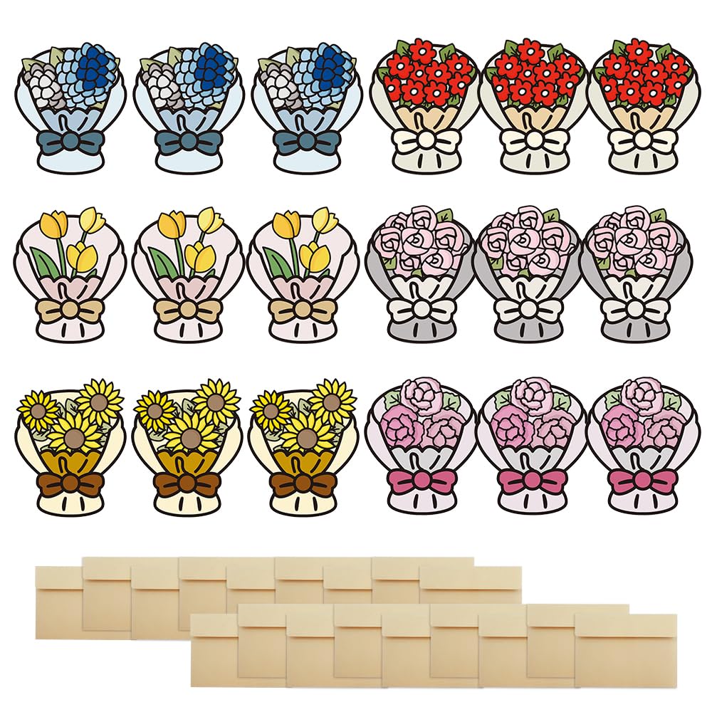 WYAN 18 Pièces Carte Pop-up Fleurs,Carte Anniversaire Pop Up,Carte De Fleurs 3D,carte De Voeux Fleur 3D,Pour La Fête Des Mères, Un Rétablissement, Un Remerciement, Un Pensée(6 Styles