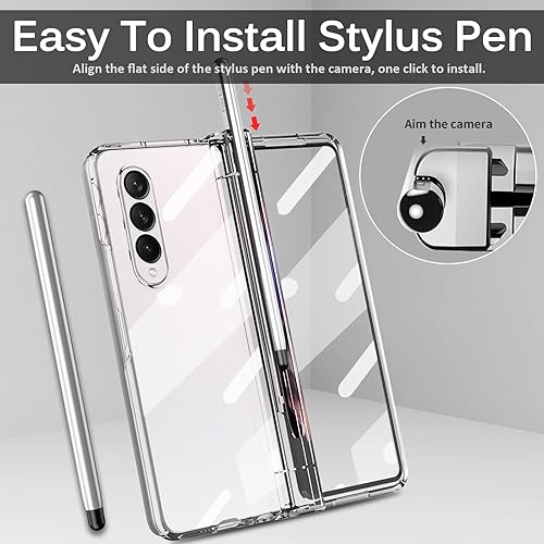 Miniatura 3 de Miimall Funda para Samsung Galaxy Z Fold 4 con bolígrafo, Z Fold 4 con S Pen con soporte para bolígrafo + pantalla de vidrio templado + cubierta de
