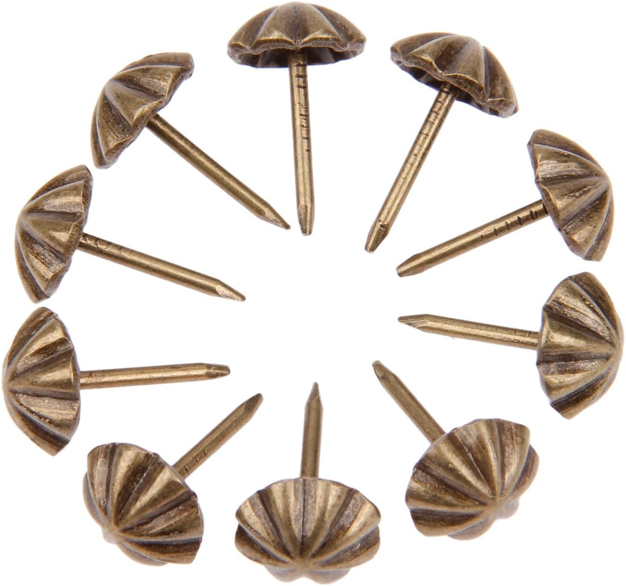 dophee 100Pcs Iron 0.43"x0.67" Vintage Style Upholstery Nails Studs Tacks Pins for Furniture Sofa Door Decoration