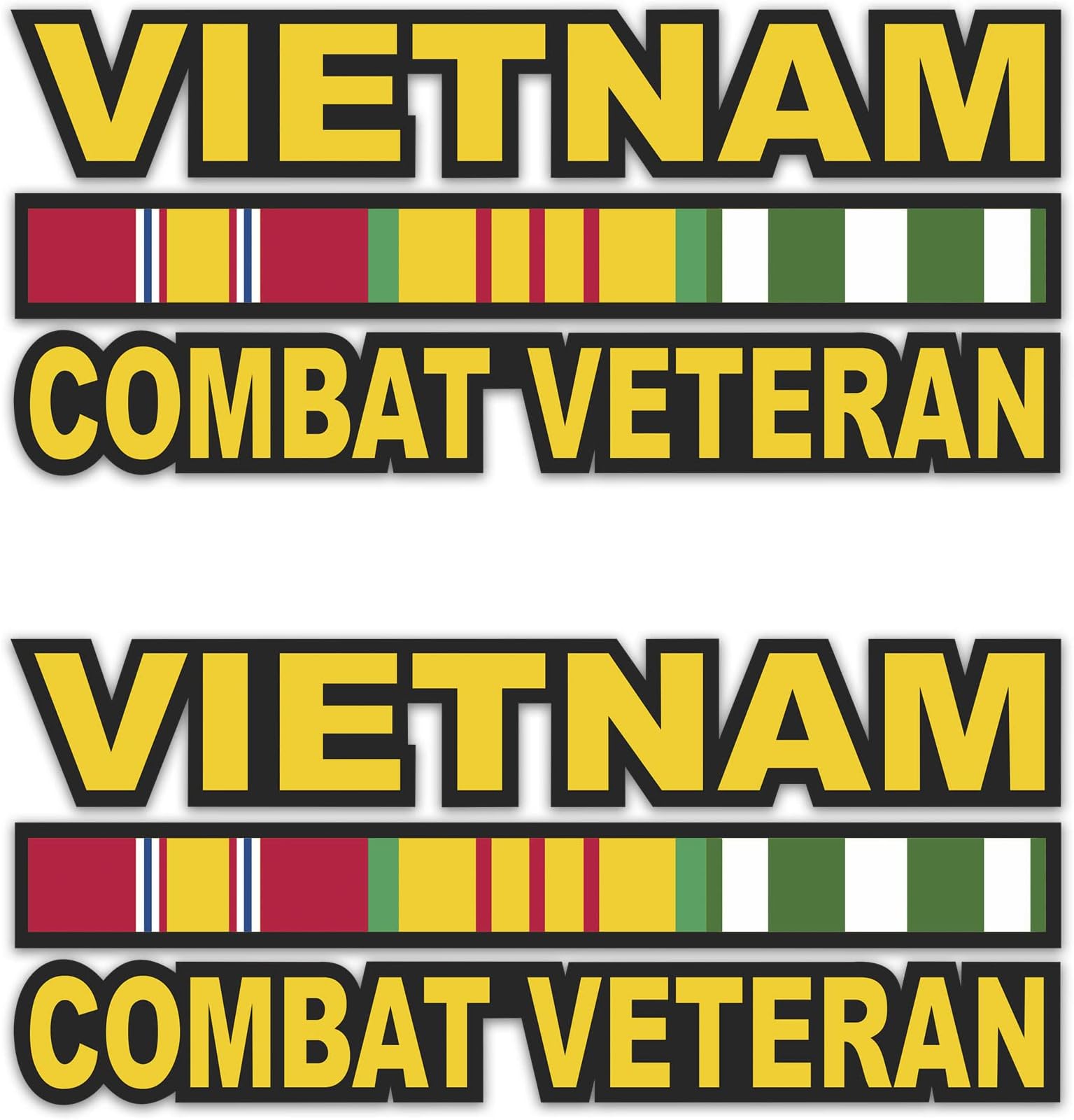 Set of 2 Sticker Vietnam Combat Veteran with Ribbons Vet Decal United States for Car Truck Window Laptop Bumper US