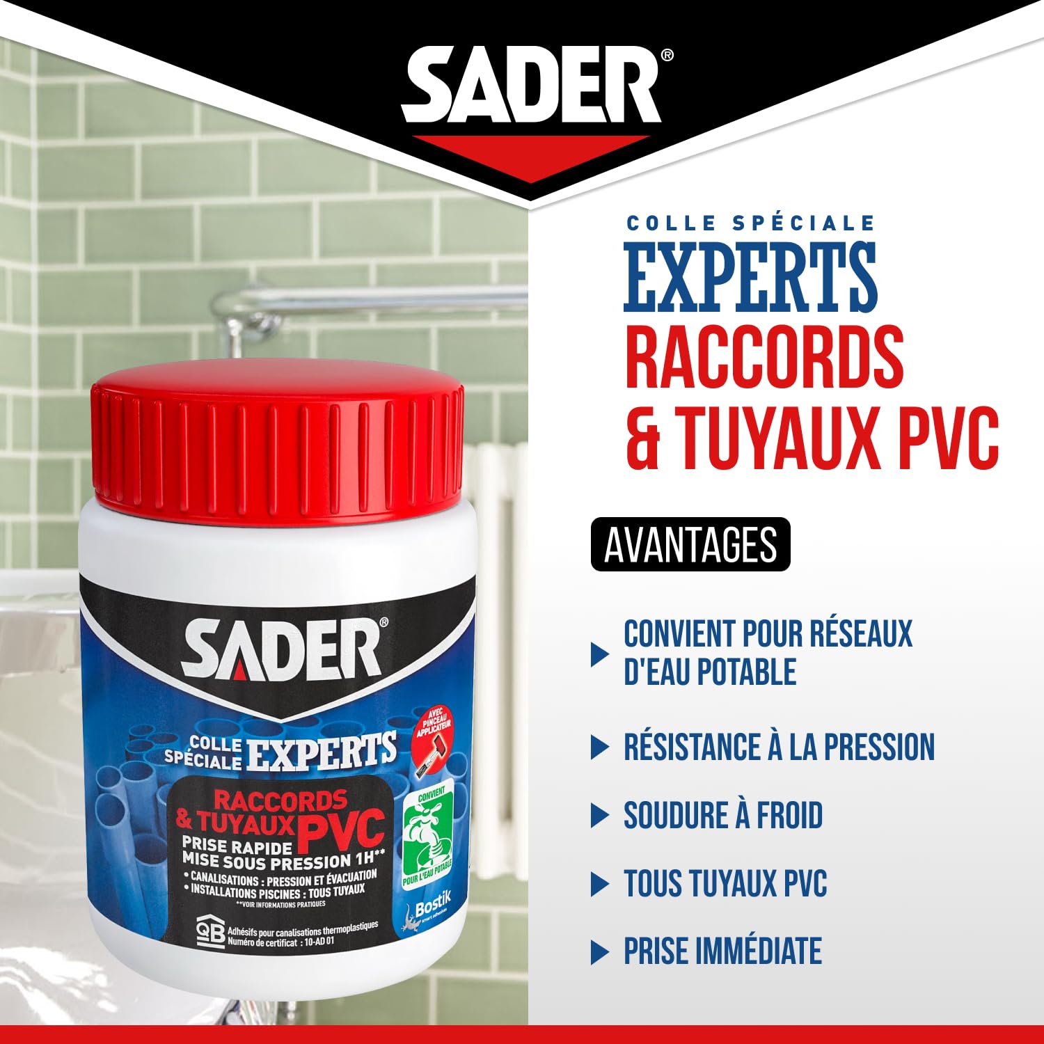 Bostik Sader Gp - Pegamento tubos y empalmes de PVC, 500 ml
