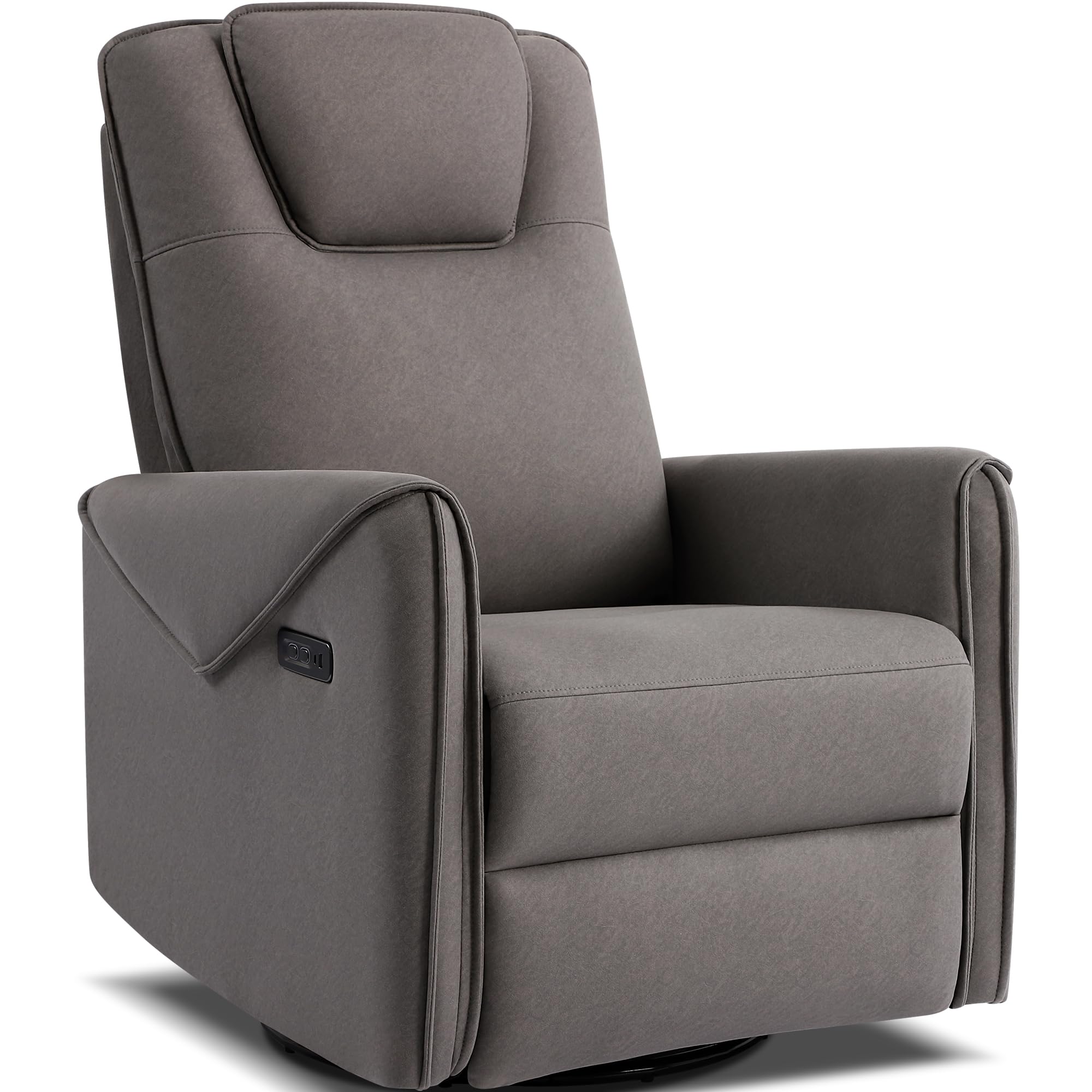 Elektrischer Relaxsessel mit Massage und Wärme, Fernsehsessel 270° Drehbar mit Liegefunktion, Massagesessel mit Schaukelfunktion für Wohnzimmer (Grau)