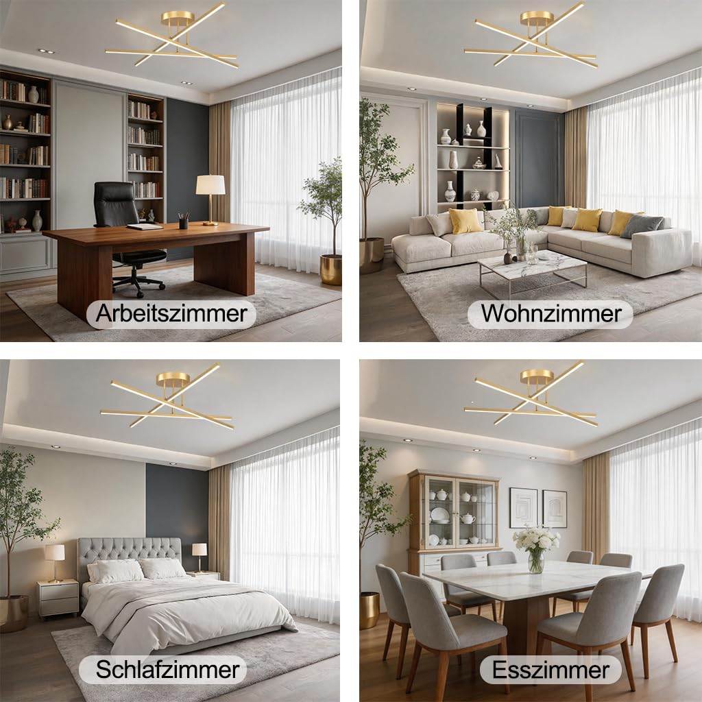 Moderne Flache Gold LED Deckenleuchte 24W, 60cm 2400LM