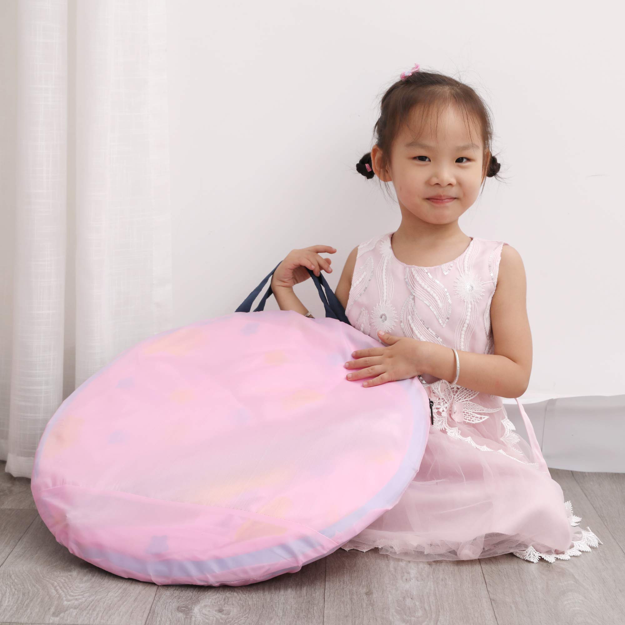 Carpa para niños,con Luces de Estrellas Castillo,Tienda para Niños, Playhouse Toy para Juegos de Interior y Exterior,Navidad & Cumpleaños Regalos para Niños Chico Niña (Rosa Luna)