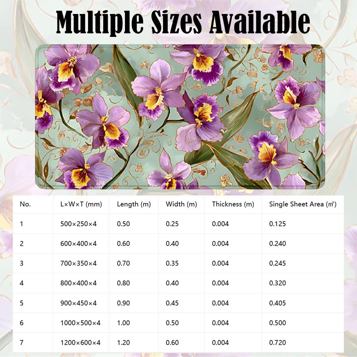 Alfombrilla Ratón XXL 1000x500x4mm, Grande Mousepad orquídea Verde 0x0-463