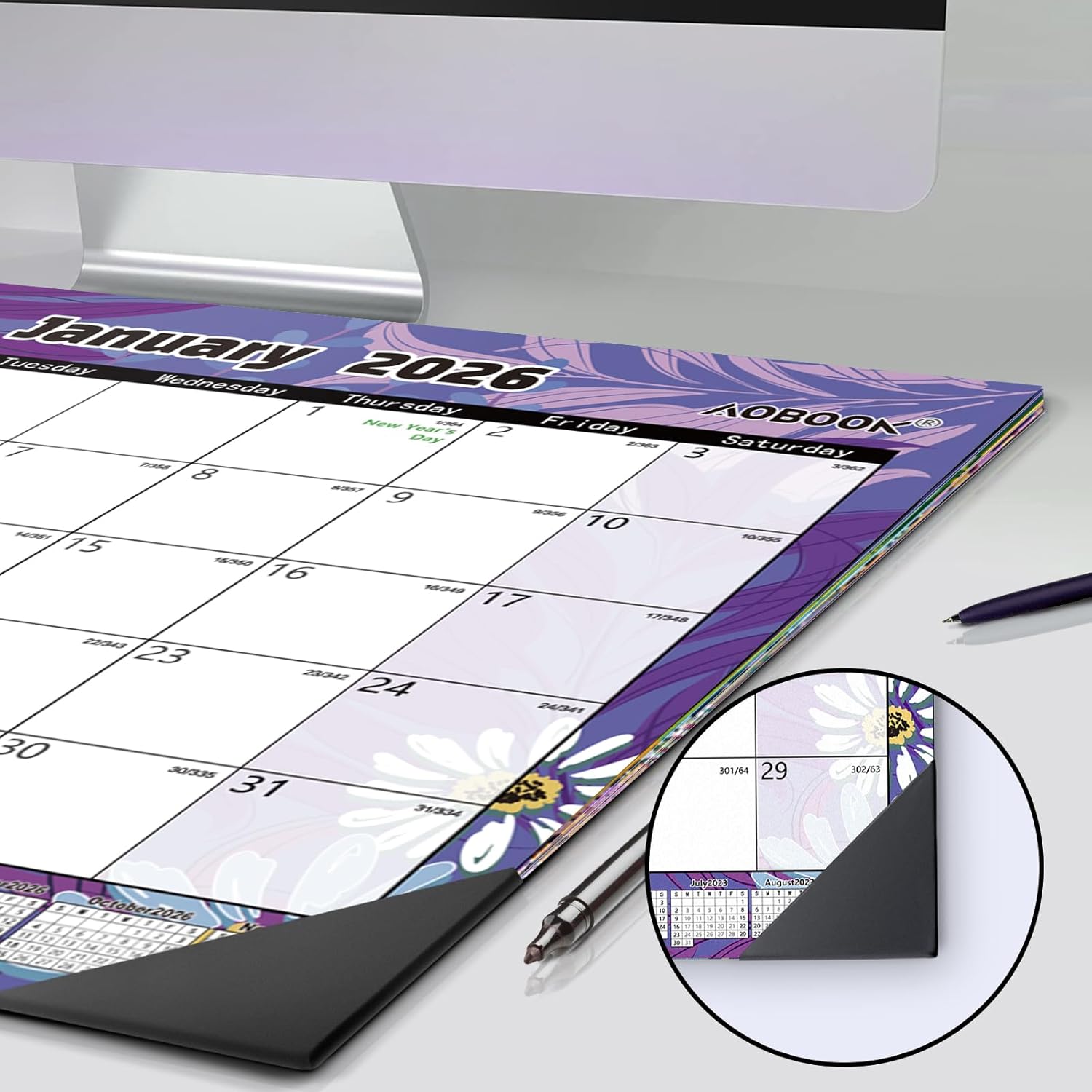 Large 22''x17'' Desk Calendar 2026, Use January to Dec 2026, Big Deskpad Calendar or Extra Large Monthly Organizer Desk/Wall Planner, Colorful Seasonal Designs