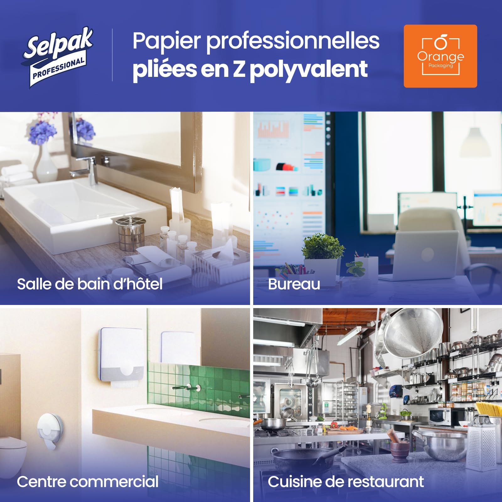 Selpak Serviettes en papier professionnelles pliées en Z – 3200 essuie-mains en papier multiplis – Serviettes jetables de 40,6 x 50,8 cm – Absorbantes – Serviette en papier douce de luxe