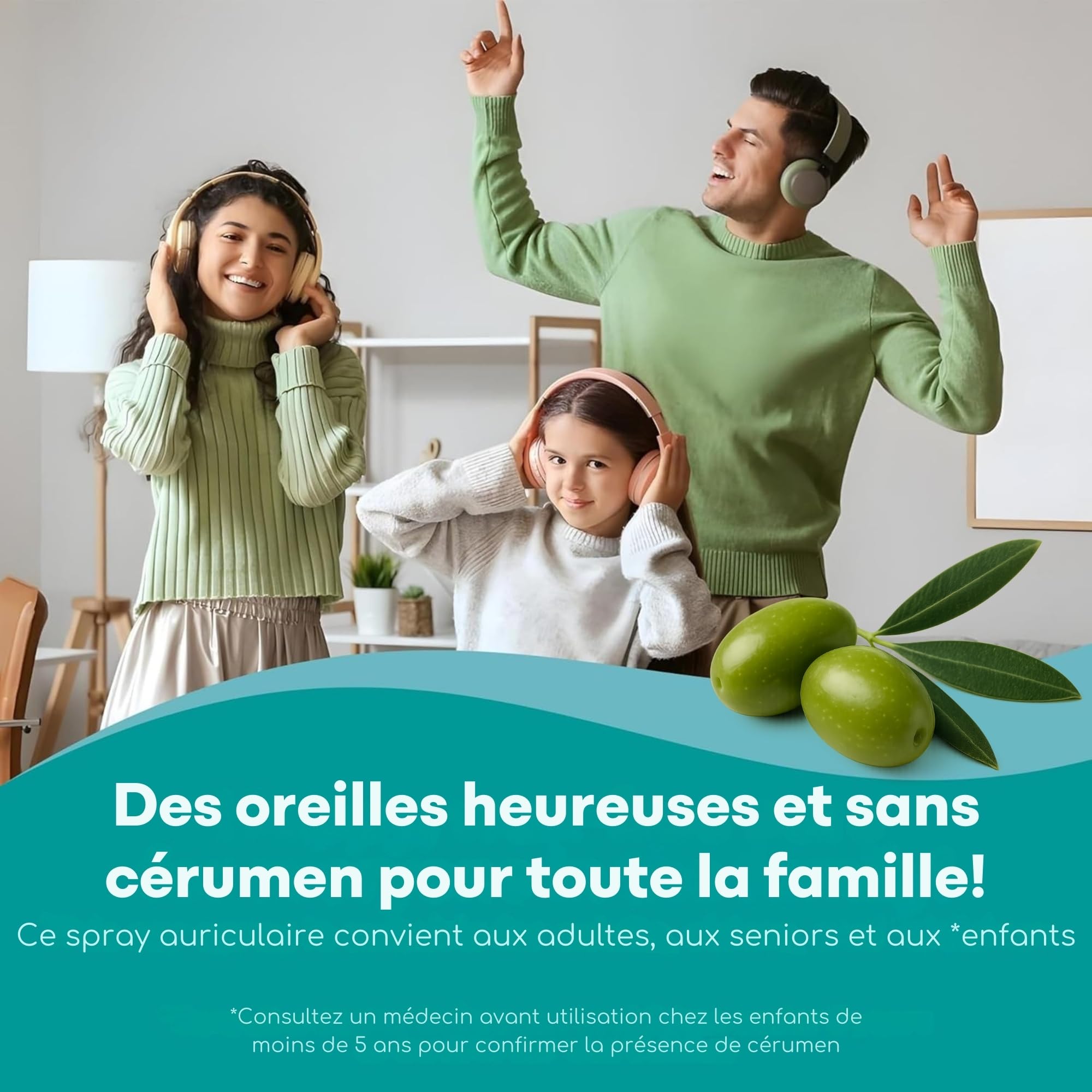 Medi Grade Spray d'Huile d'Olive pour Oreilles Bouchées 20ml – Auriculaire 100% Naturel qui Adoucit, Élimine l'Accumulation de Cérumen – Plus de 50 Vaporisations, Nettoyant