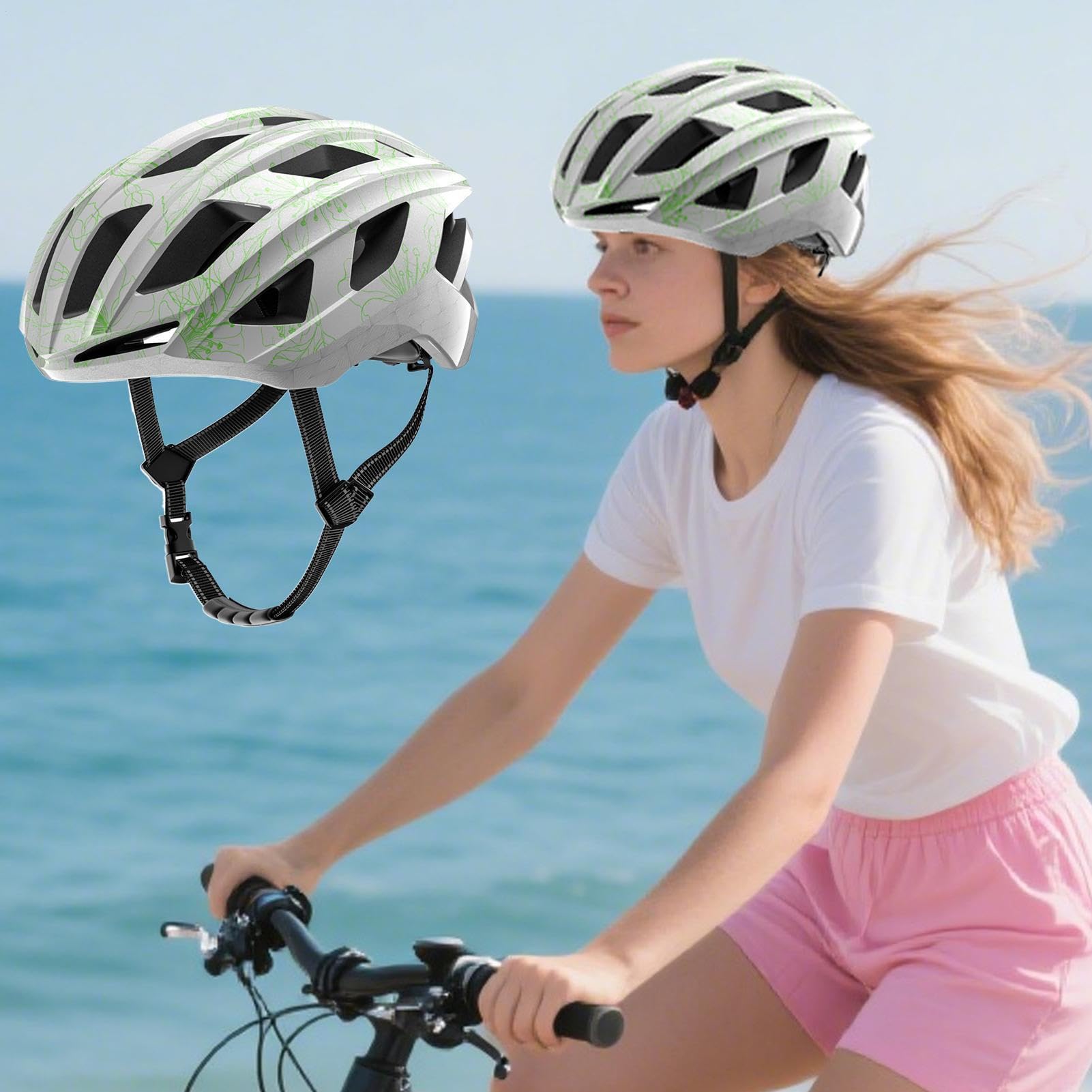 Fahrradhelm, Damenhelm, atmungsaktiv, verstellbar, Schutzausrüstung für Damen und Herren, Radfahren, Outdoor-Sportaktivitäten