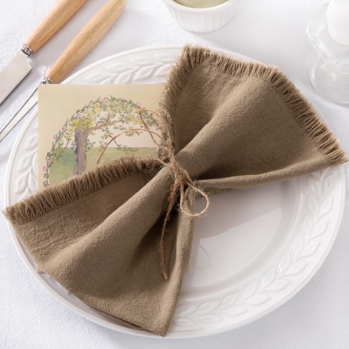 DeZerlor Nude Fall Cotton Linen Washable Cloth Napkins Set of 6
