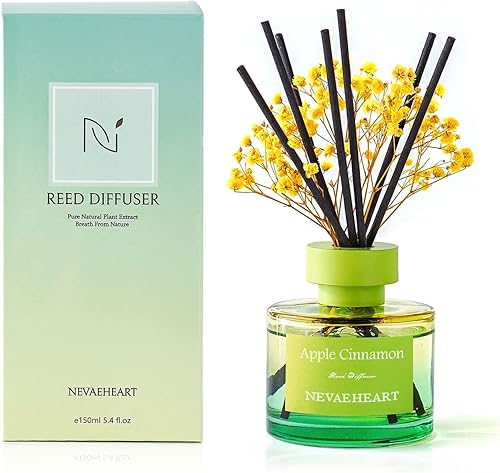 NEVAEHEART Juego de 3 difusores de varillas de 1.7 onzas con varillas, aroma a manzana, canela, melocotón, cereza negra, 1.7 onzas, difusor de