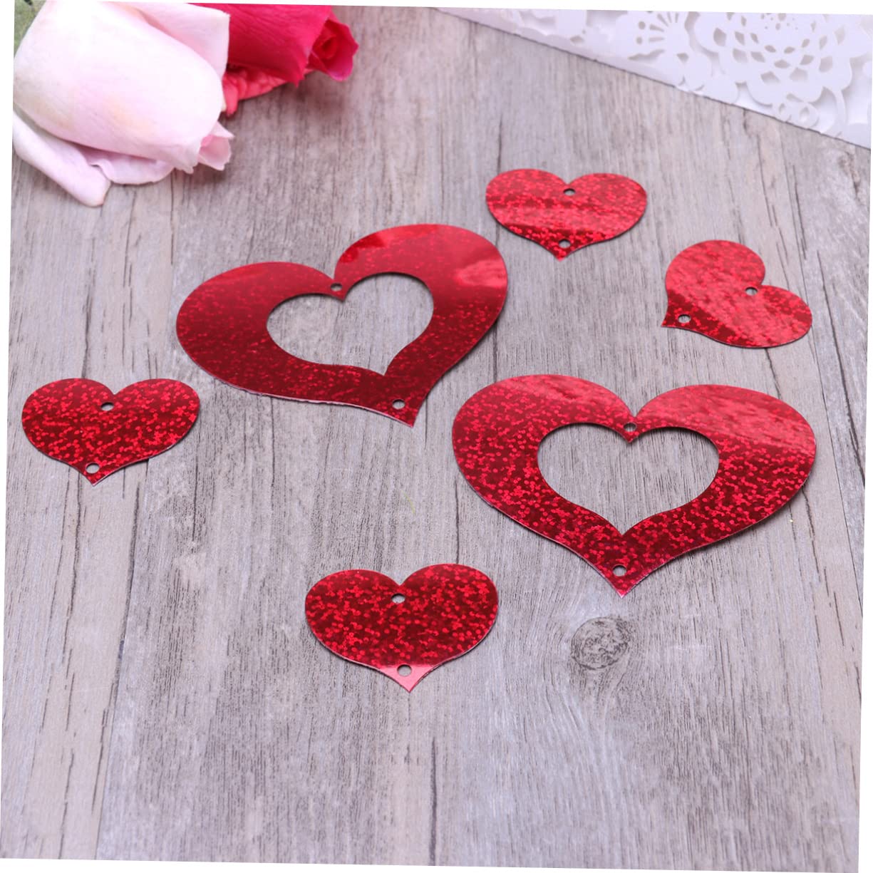 Zerodeko Hanging Decorations for Ceiling 100pcs Heart Glitter
