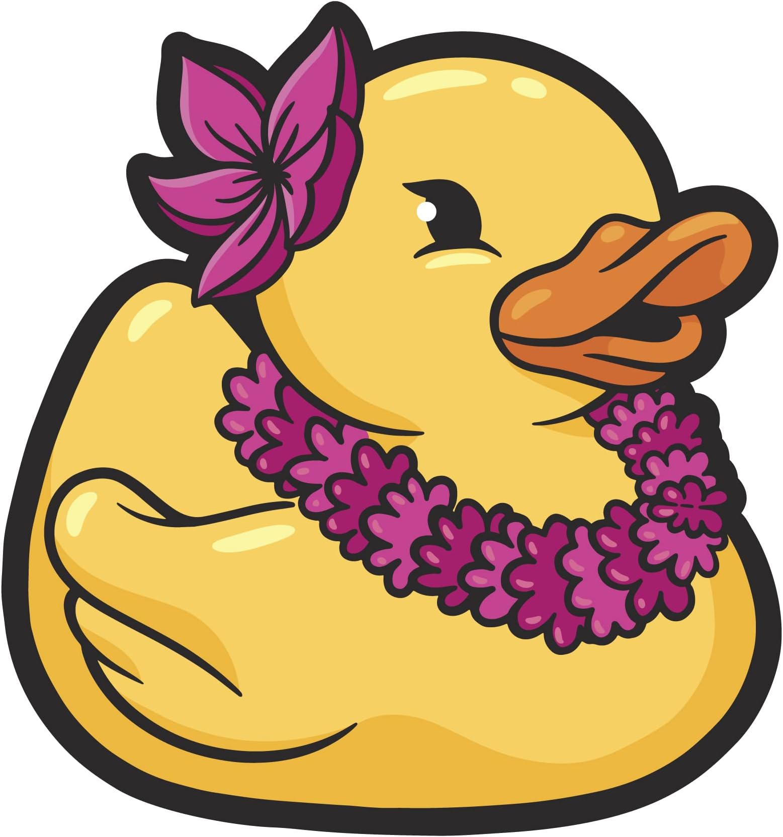 VulgrCo Rubber Duck Vacation Hawaii Flower Lei Animal Funny Sticker Vinyl Waterproof UV Resistant Decal For Phones Laptops Water Bottles Tumblers Boats Cars Trucks Windows Kayak 3" inch Bumper