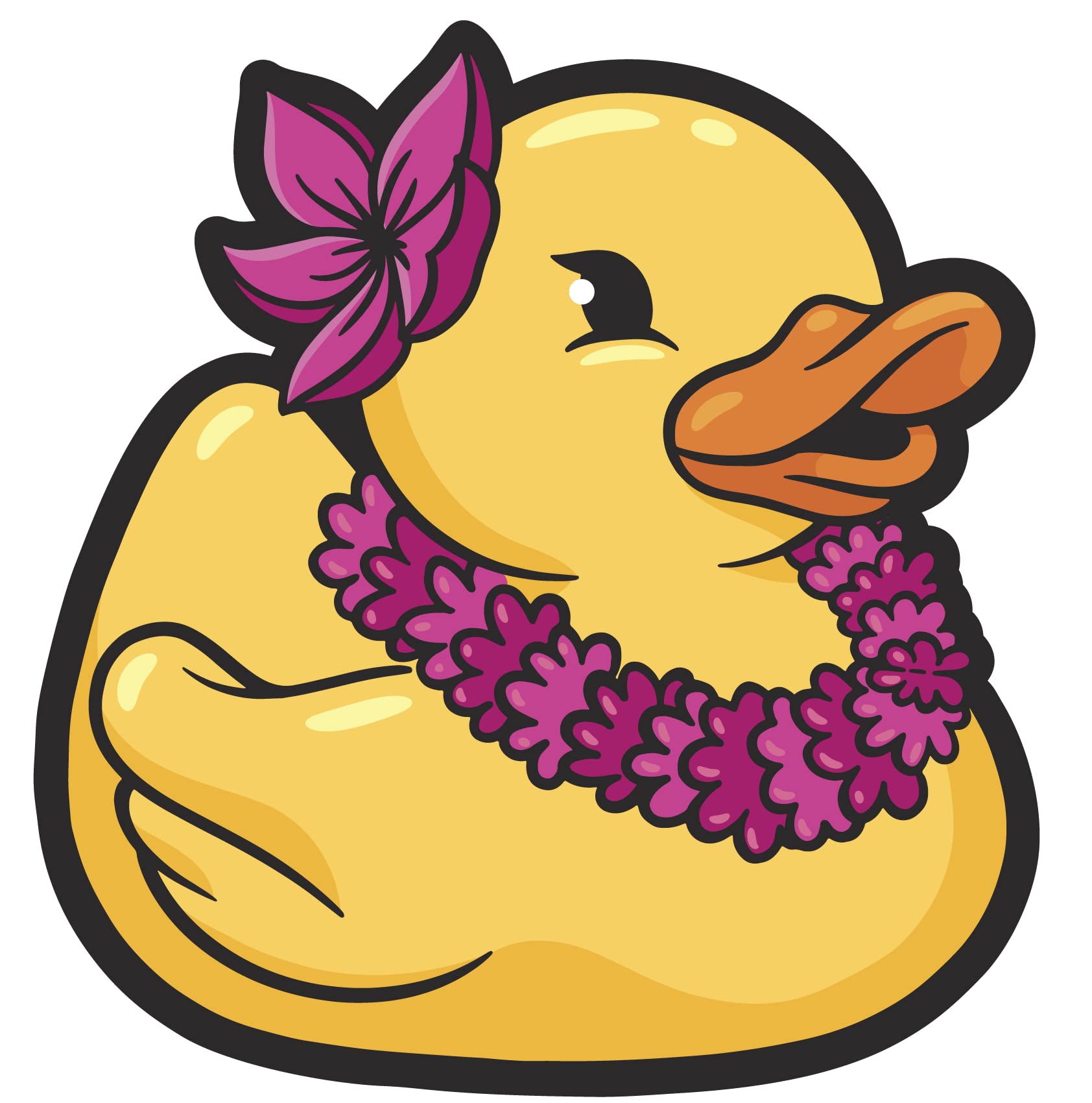 VulgrCo Rubber Duck Vacation Hawaii Flower Lei Animal Funny Sticker Vinyl Waterproof UV Resistant Decal For Phones Laptops Water Bottles Tumblers Boats Cars Trucks Windows Kayak 3" inch Bumper