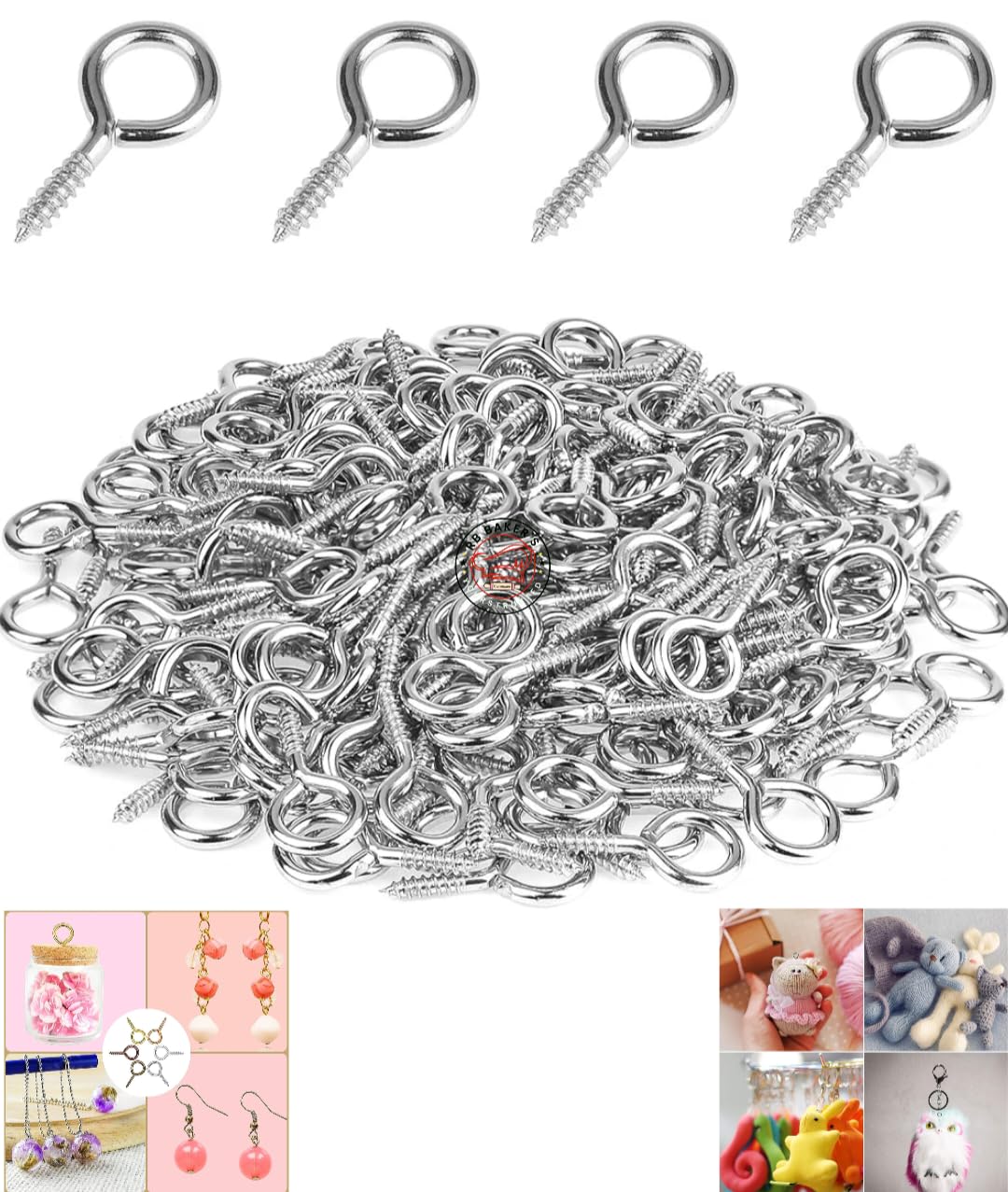 500Pcs Screw Eyes 0.75 Inch Eye Shape Screws Eye Hooks Self-Tapping Screws Hanging Hooks Eeybolt Ring,Zinc Plated s.s utensils-image-38