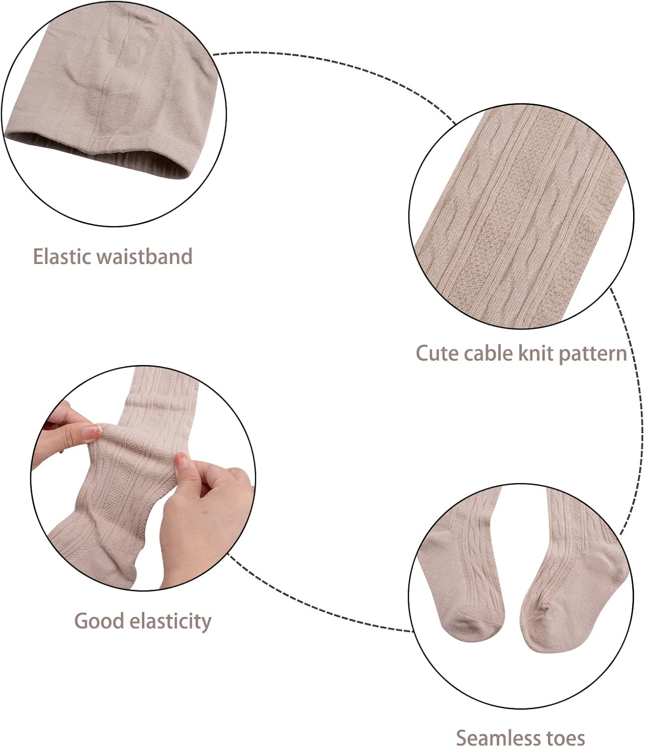Looching 5 Pack Baby Girls Cable Knit Tights Toddler Kids Cotton Leggings Stocking Pants Footed Pantyhose for 1-8 Years - Image 2