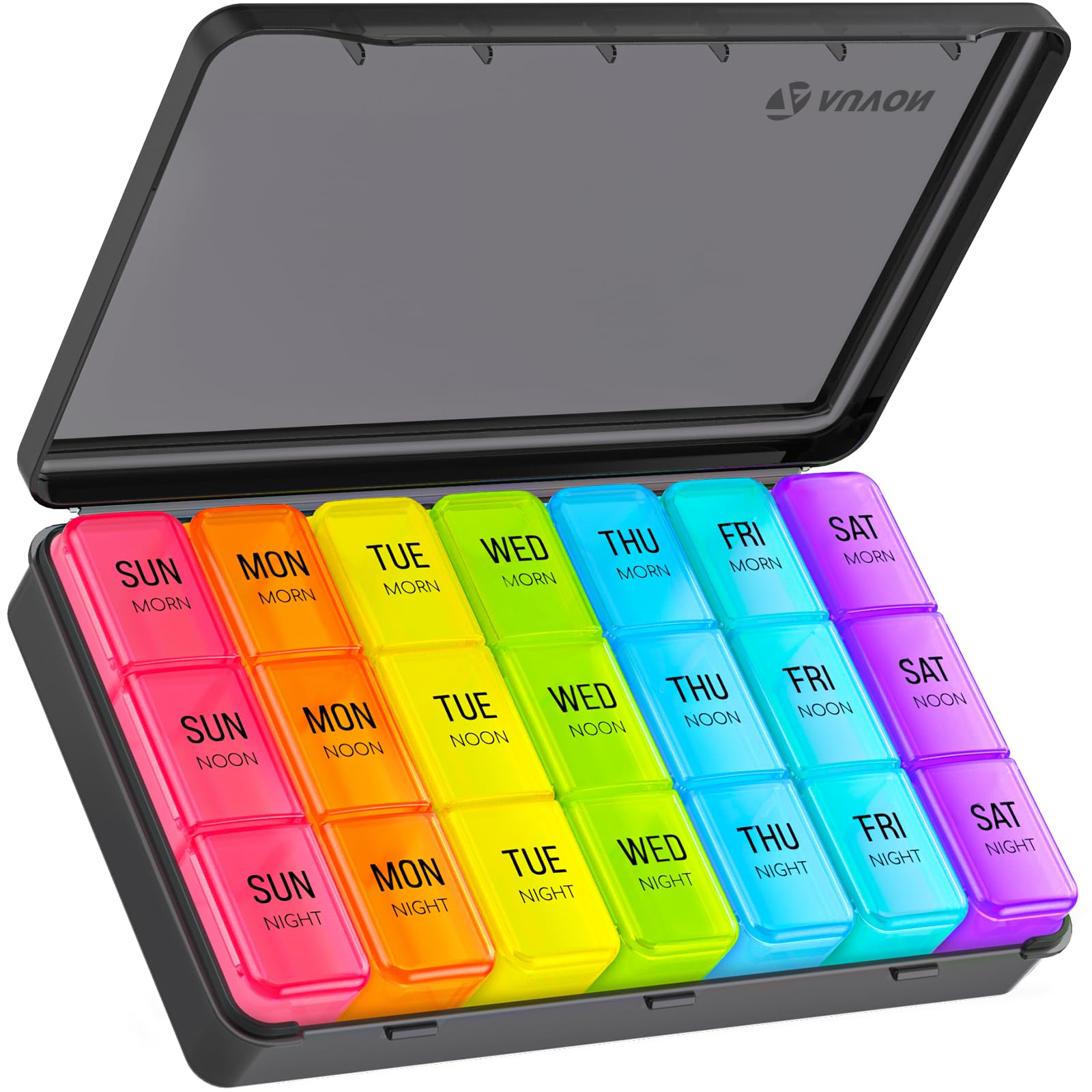 AUVON Pill Box Organiser 7 Day 3 Times a Day with Dual Proetction for ...