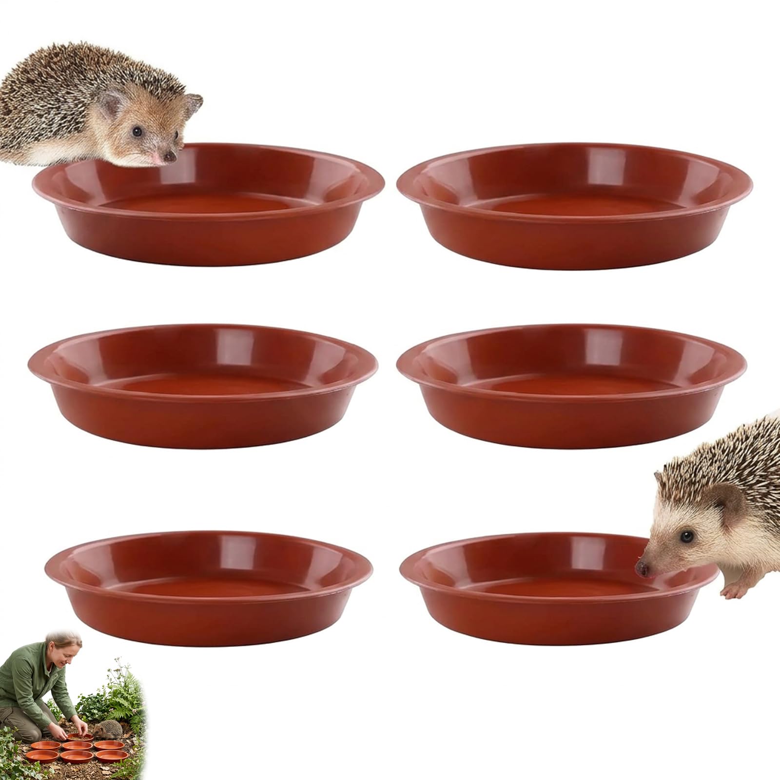 6 PCS Hedgehog Feeding Station, Hedgehog Bowl,Feeding Bowlfor Food and Water, Outdoor Feeding Solution for Garden Wildlife