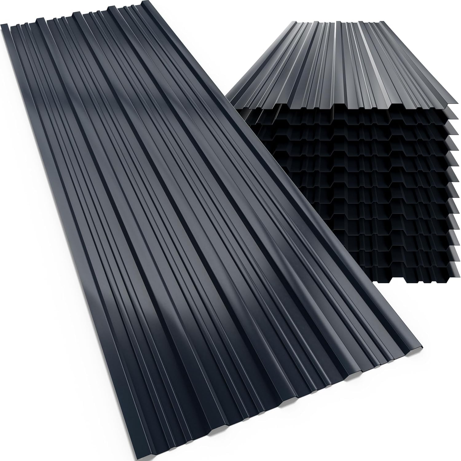 GARDEBRUK® 12x Galvanised Metal Roofing Sheets | Box Profile 129x46cm Coated 7m² Cladding Walling Sheeting | Corrugated Roof Garage Shed Carport Greenhouse Panels | Anthracite