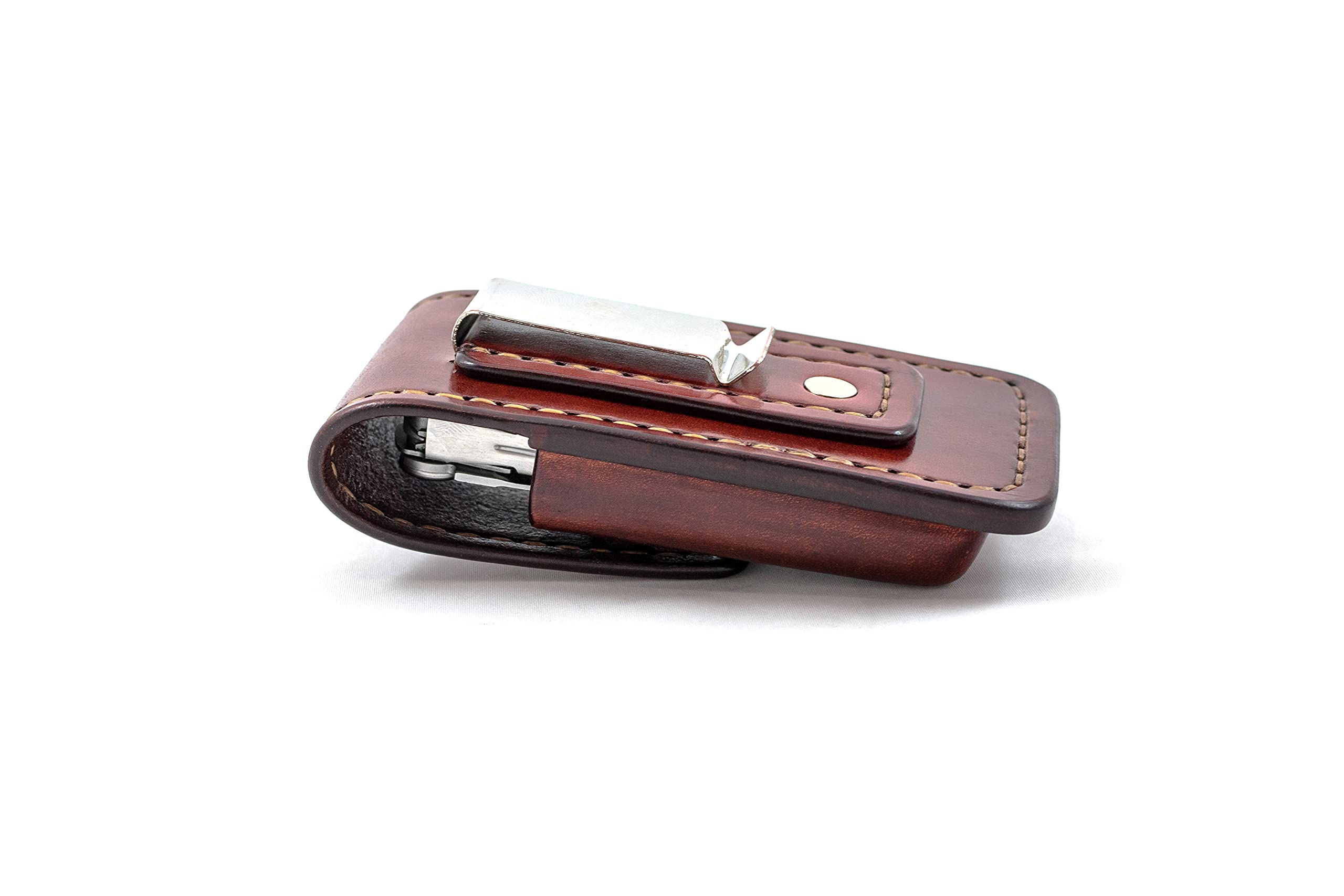 Belt clip leather sheath for Leatherman Wave, leather pocket multitool sheath, every day carry, EDC, leather knife holster