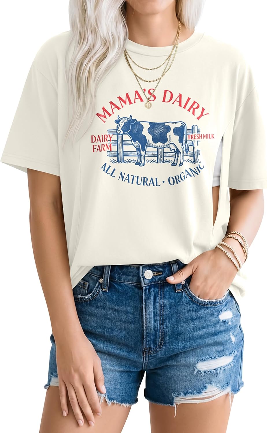 Huukeay Women's Nursing Shirts for Breastfeeding Hidden Zipper Loose Maternity Tops Short Sleeve Graphic Pregnancy Tees