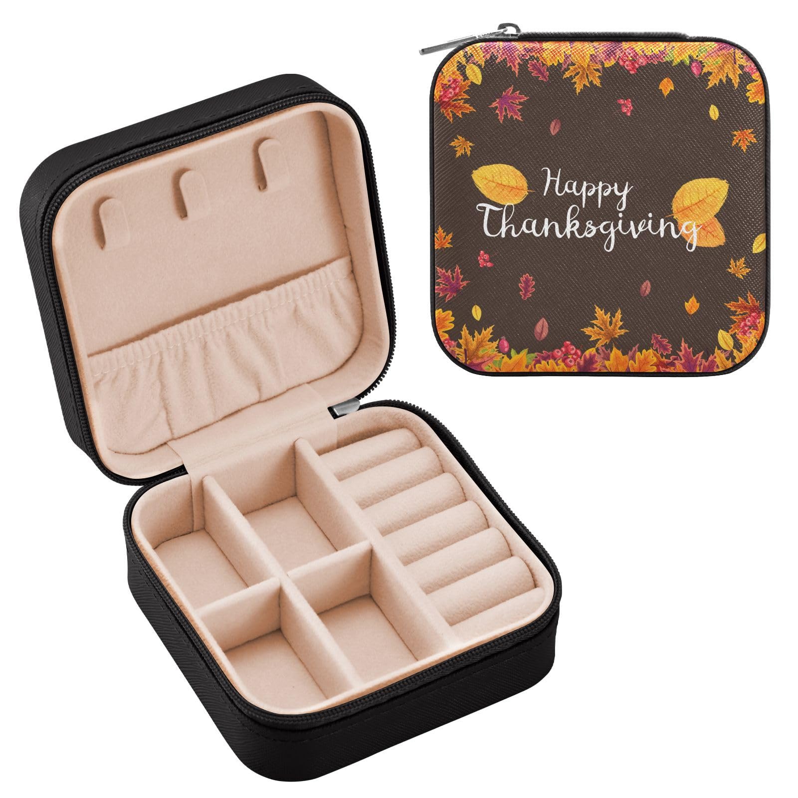 YETTASBIN Thanksgiving Jewelry Box for Teens Girls Women Birthday Christmas Gift Portable PU Leather Jewelry Storage Box Mini