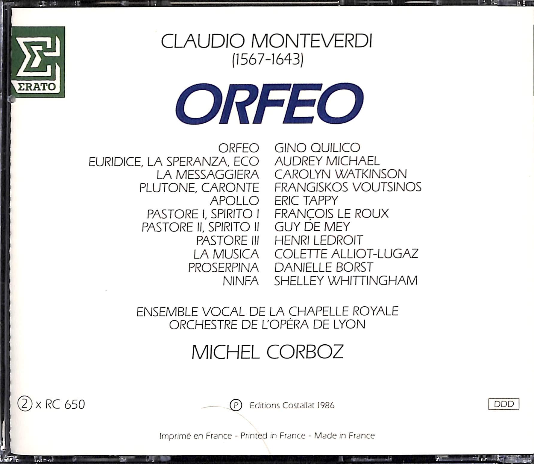 orfeo (coffret 2 x 33 tours + livret)