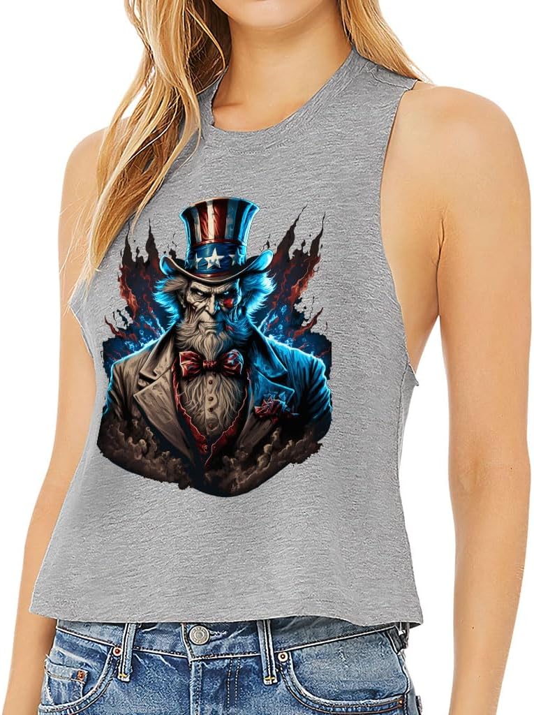 American Design Racerback Cropped Tank - Gift for Her - USA Lovers Items