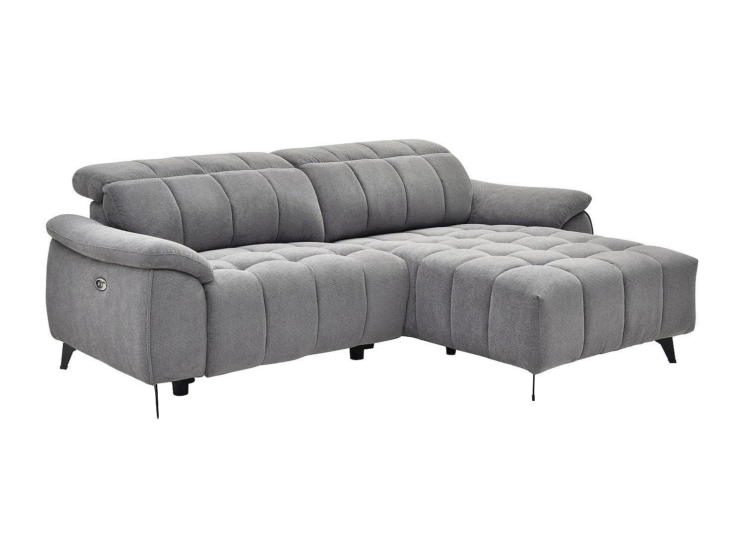 Vente-unique - Canapé d'angle Droit Relax électrique en Tissu texturé Gris CELTIMO