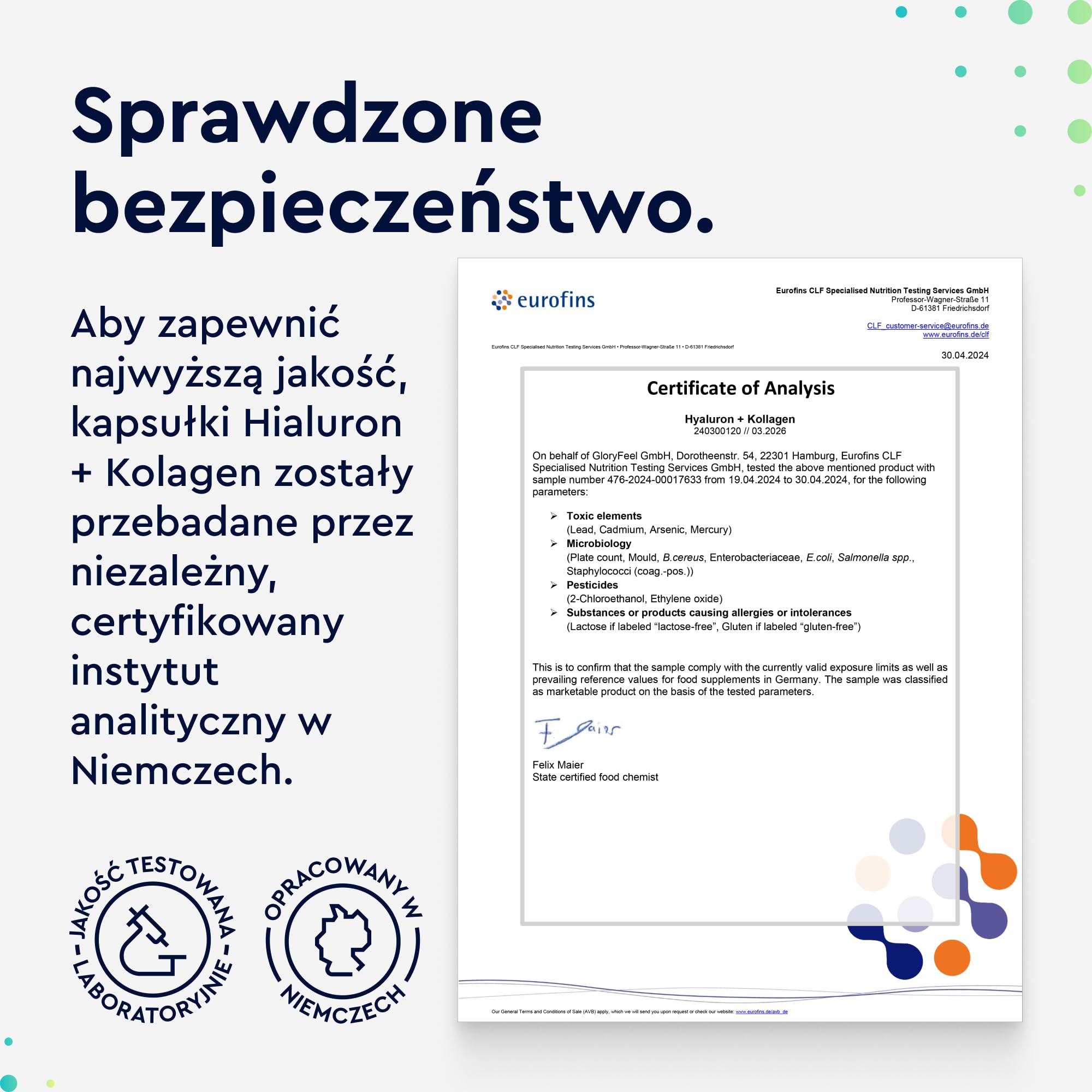 Hialuron + Kolagen, 180 Kapsułek, Kompleks dla Skóry i Włosów z Biotyna, Witamina C, Cynk, Selen i Ekstrakt z Bambusa, Testowane Laboratoryjnie, Wyprodukowano w DE bez Dodatków, Suplement Diety