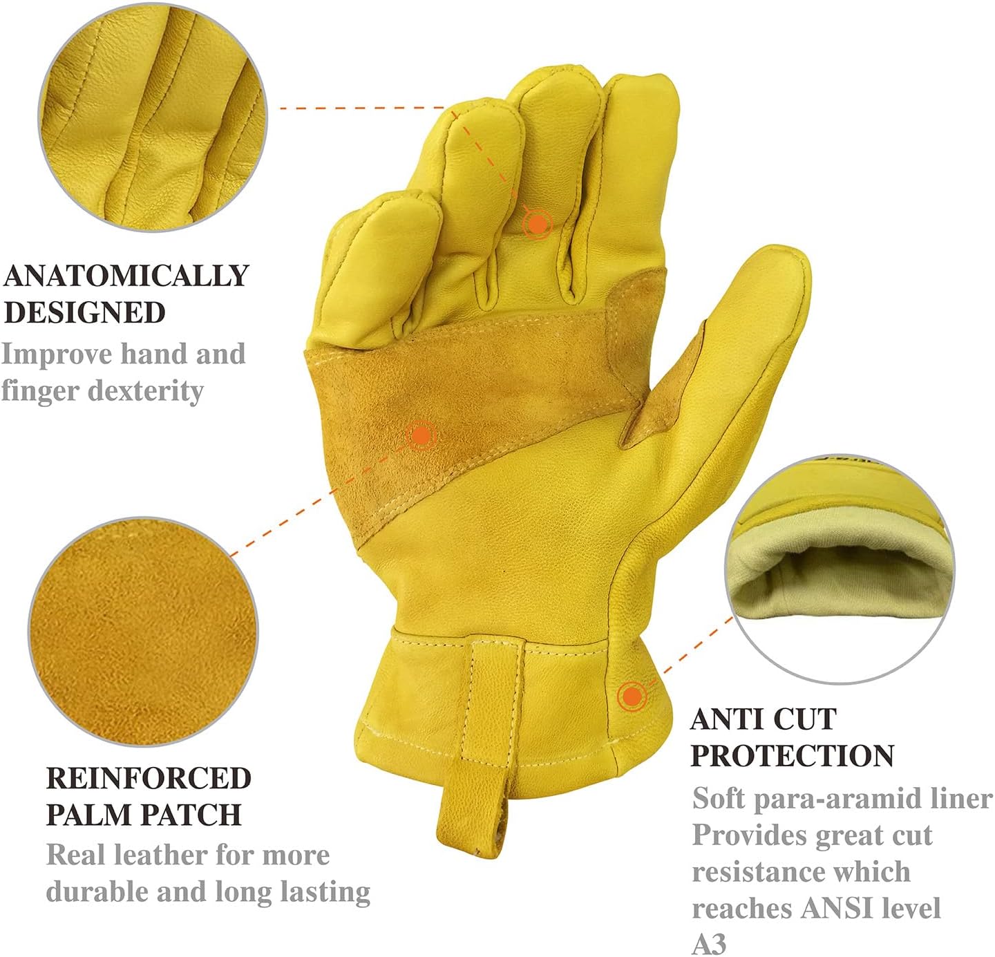 ARC FLASH Safety Gloves, Cut-Resistant Goat Skin with Para-Aramid Liner for Work, Handling, Driving