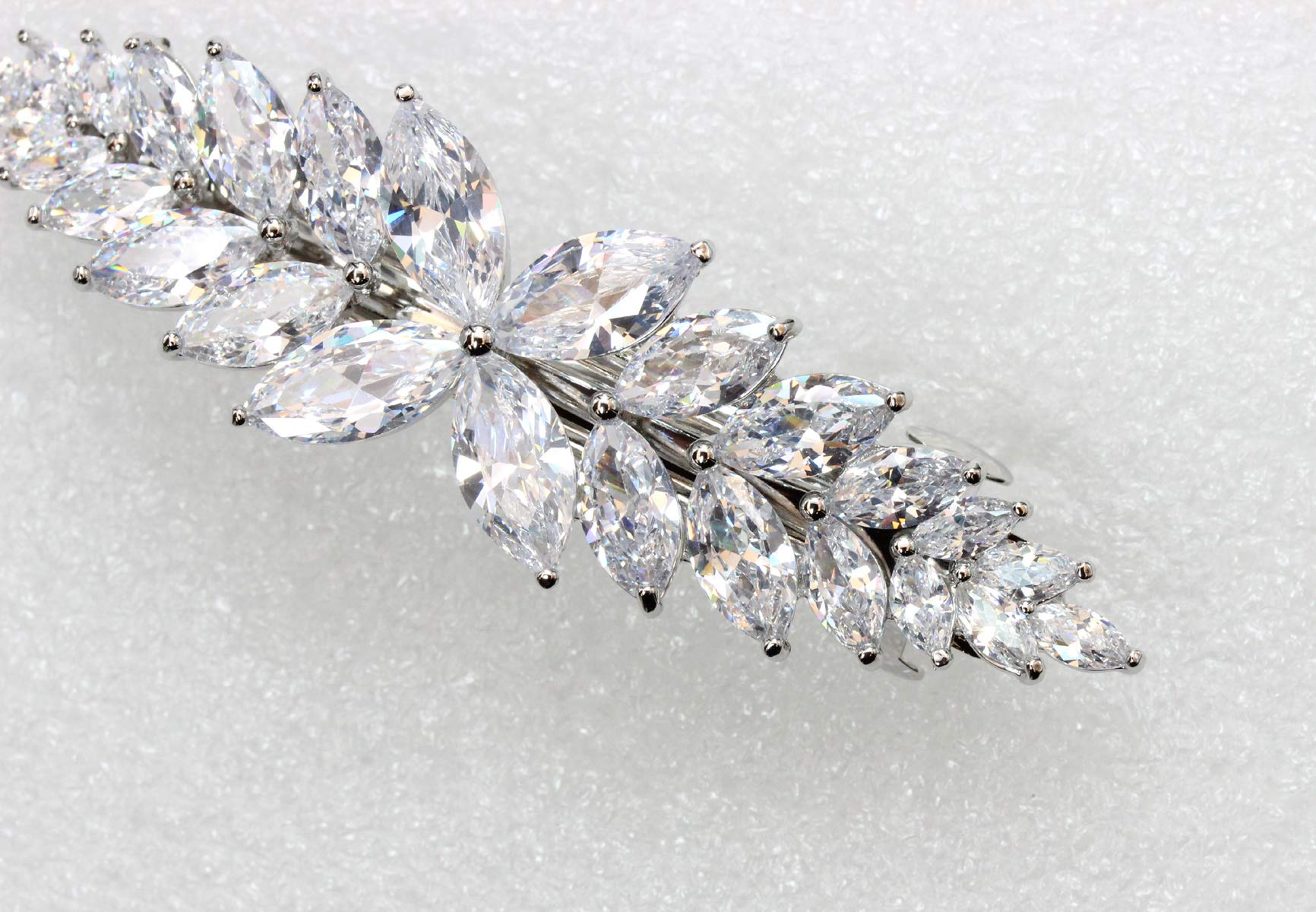 Faship Splendida clip per capelli floreale con zirconia cubica trasparente