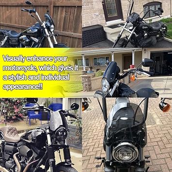 Motorcycle Windshield Windscreen Wind Deflectors Flyscreen Parebrise Visor Protector with Bracket Universal for Ha-rley Dyna Iron 883 Softail Sportster 883 Street Bob (Smoke)