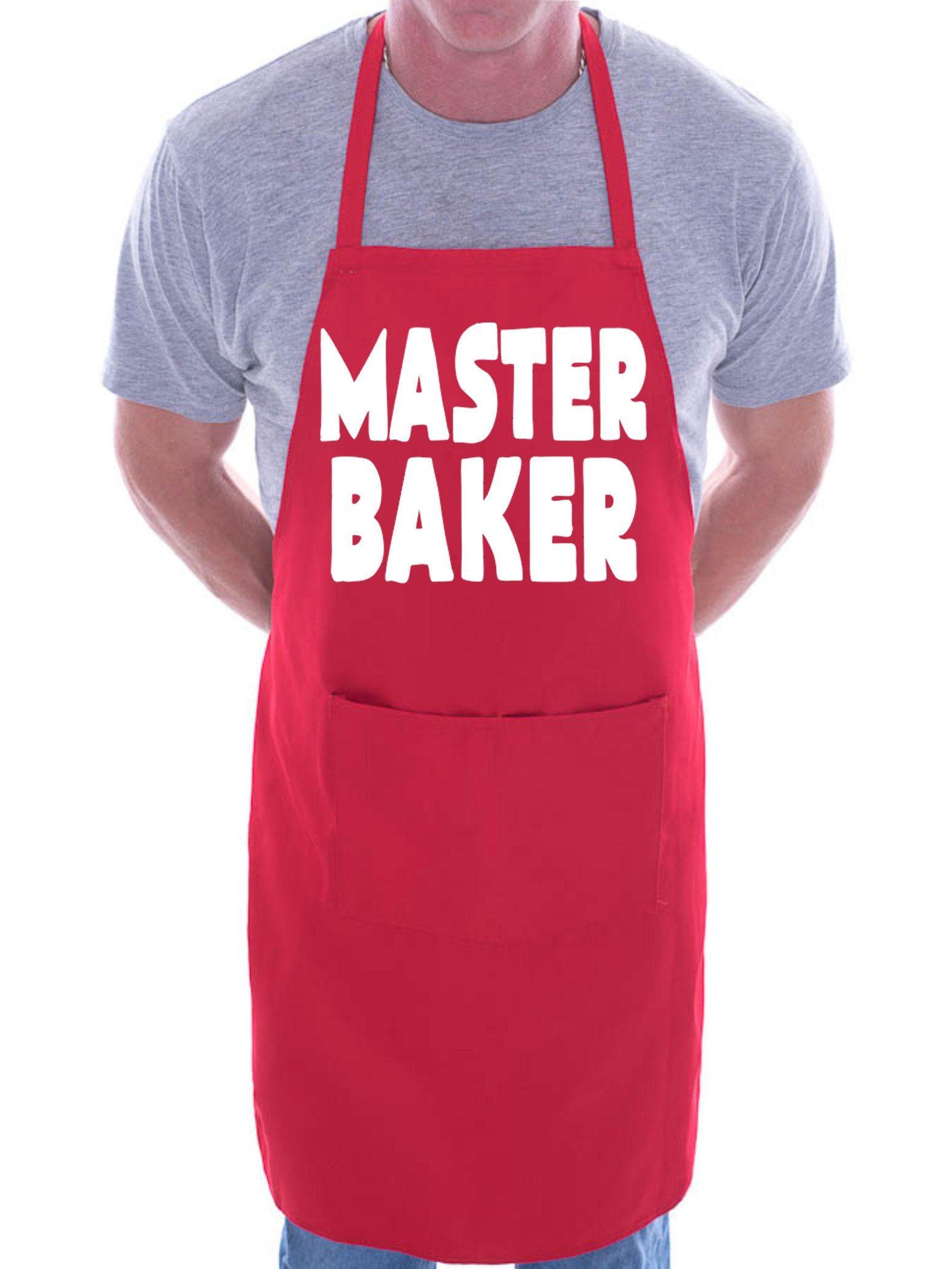 Print4u Men's Red Master Baker Novelty Cooking Funny Unisex Apron