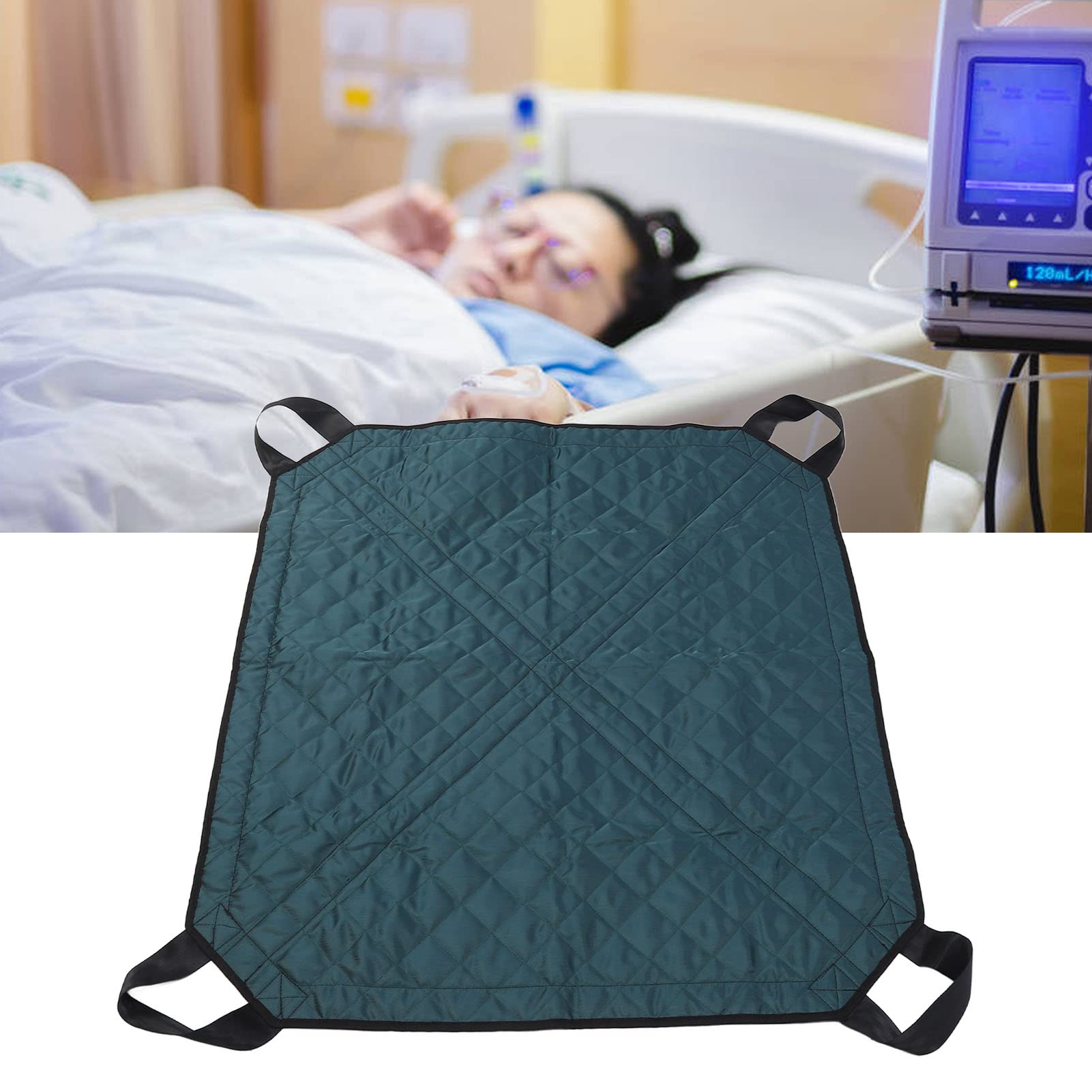 Almohadilla de cama para posicionamiento con transferencia, con 4 asas, sábana de transferencia de pacientes de nylon impermeable para uso hospitalario, estera deslizante reutiliza