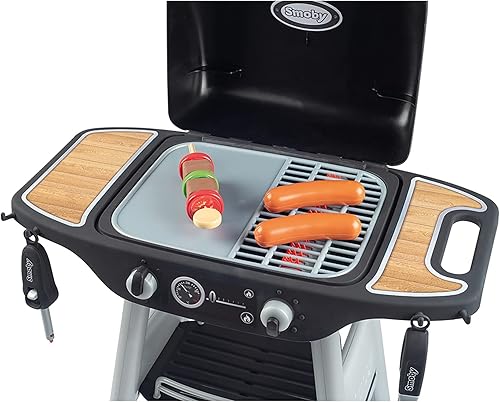 Miniatura 11 de Smoby: BBQ Plancha Grill - Negro, juego de accesorios de 18 piezas, cocina realista, gira el botón y ve aparecer llamas, 19.69 x 14.57 x 28.43