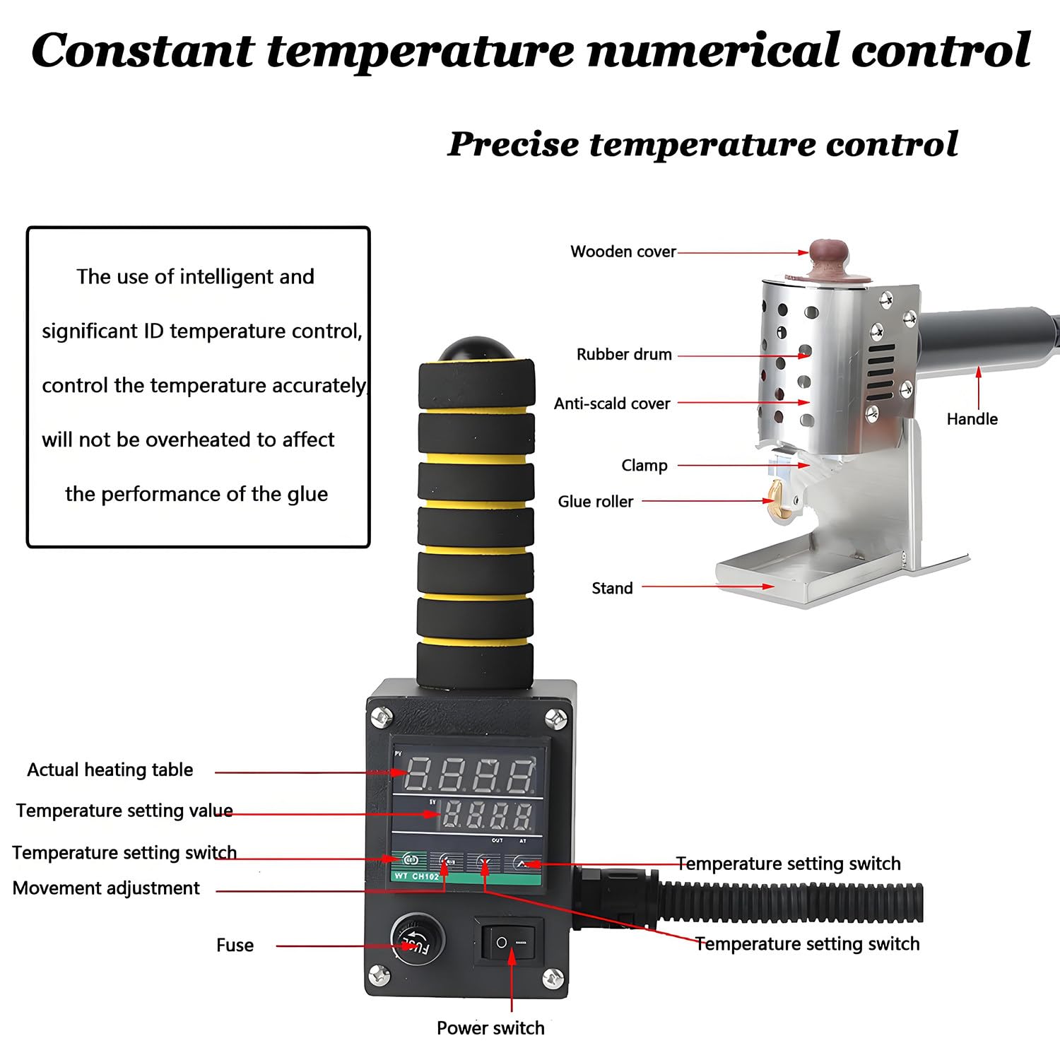 Erogatore Professionale di Colla a Caldo Manuale, Macchina a Rullo per Colla a Caldo Commerciale per progetti di Artigianato, incollaggio e Fissaggio 150ml