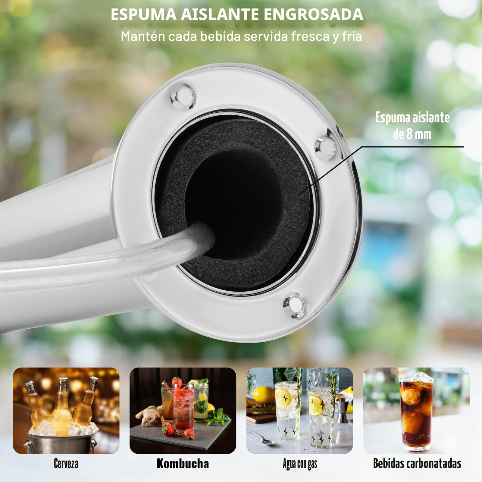 VEVOR Tower Kit, Kit de Conversión de Cerveza de Un Solo Grifo, Dispensador de Torre de Cerveza de Barril de Acero Inoxidable con Regulador W21.8 de Doble Calibre y Acoplador de Barril de Sistema A