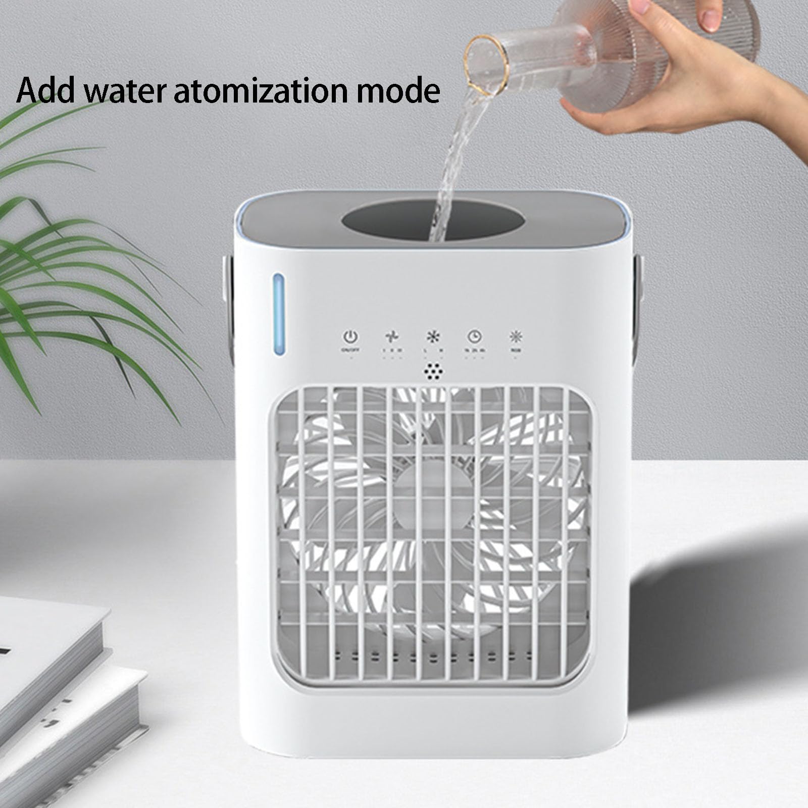 Ventilateur brumisateur USB portable avec commande, Black | 3 vitesses, poignée de transport pour le refroidissement du bureau, du dortoir, du chevet et des voyages
