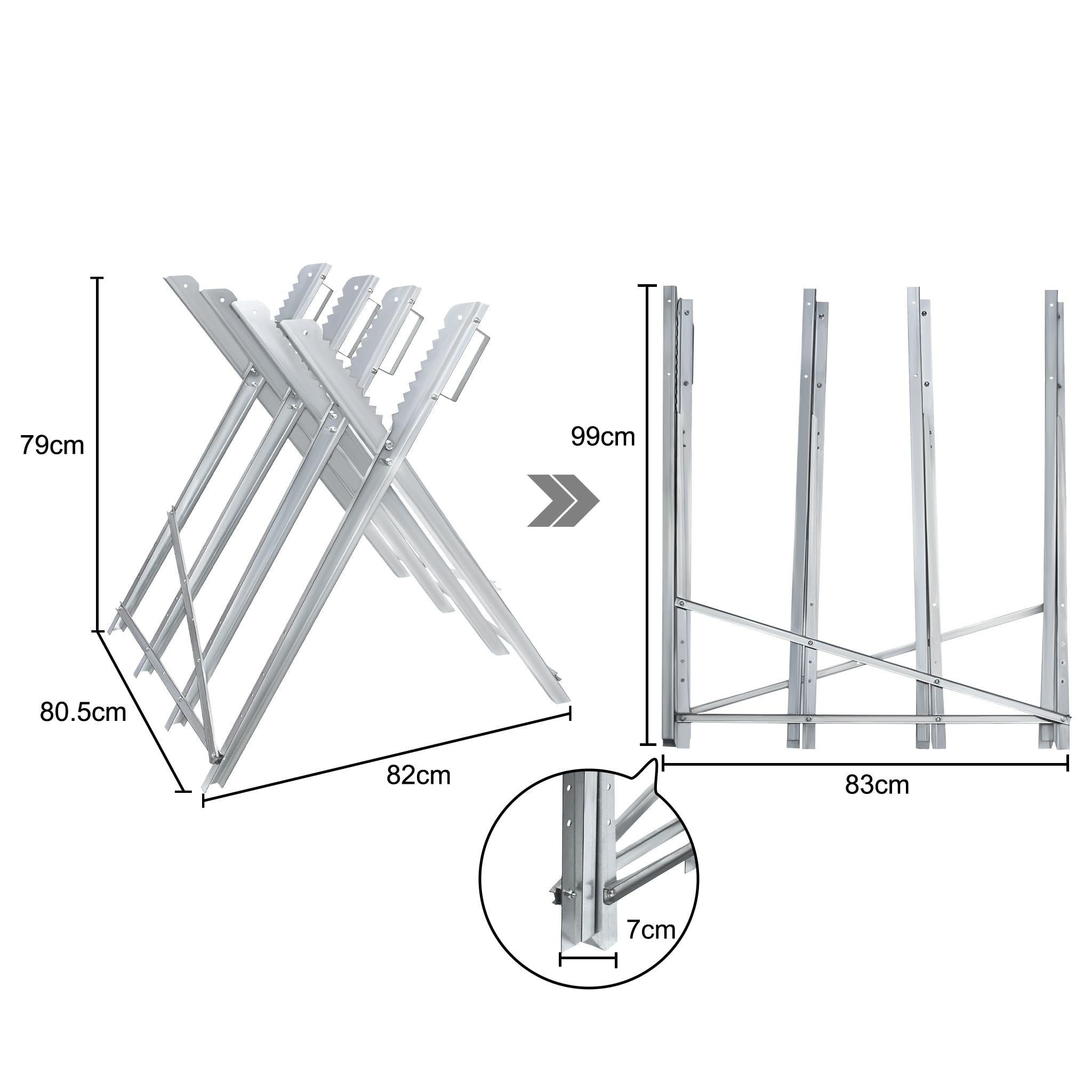 YRHome Opvouwbare metalen zaagbrug, 82 x 80,5 x 79 cm, voor kettingzagen, belastbaar tot 150 kg