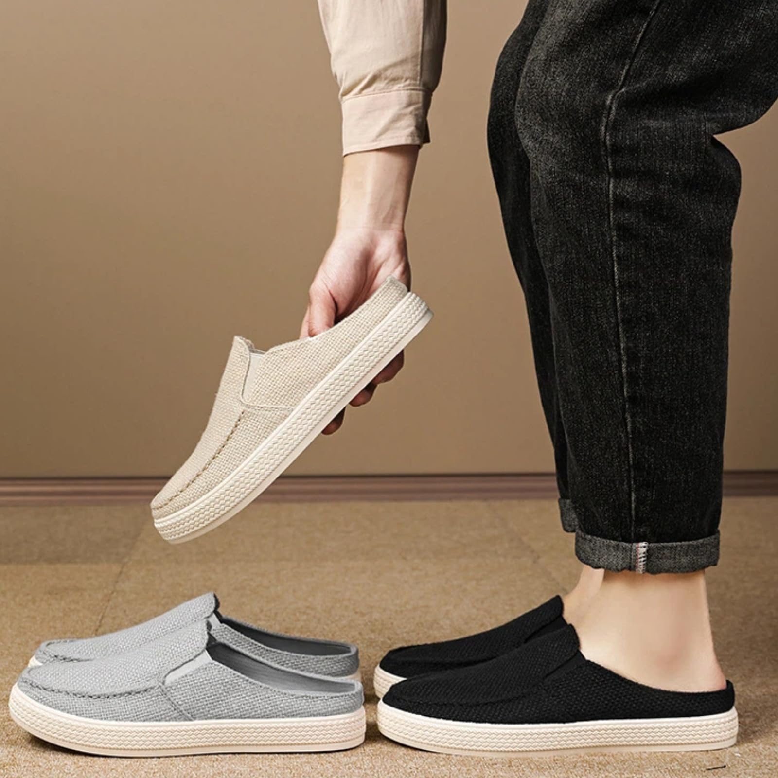 Męskie buty z tkaniny niski top wsuwane oddychające wygodne buty do