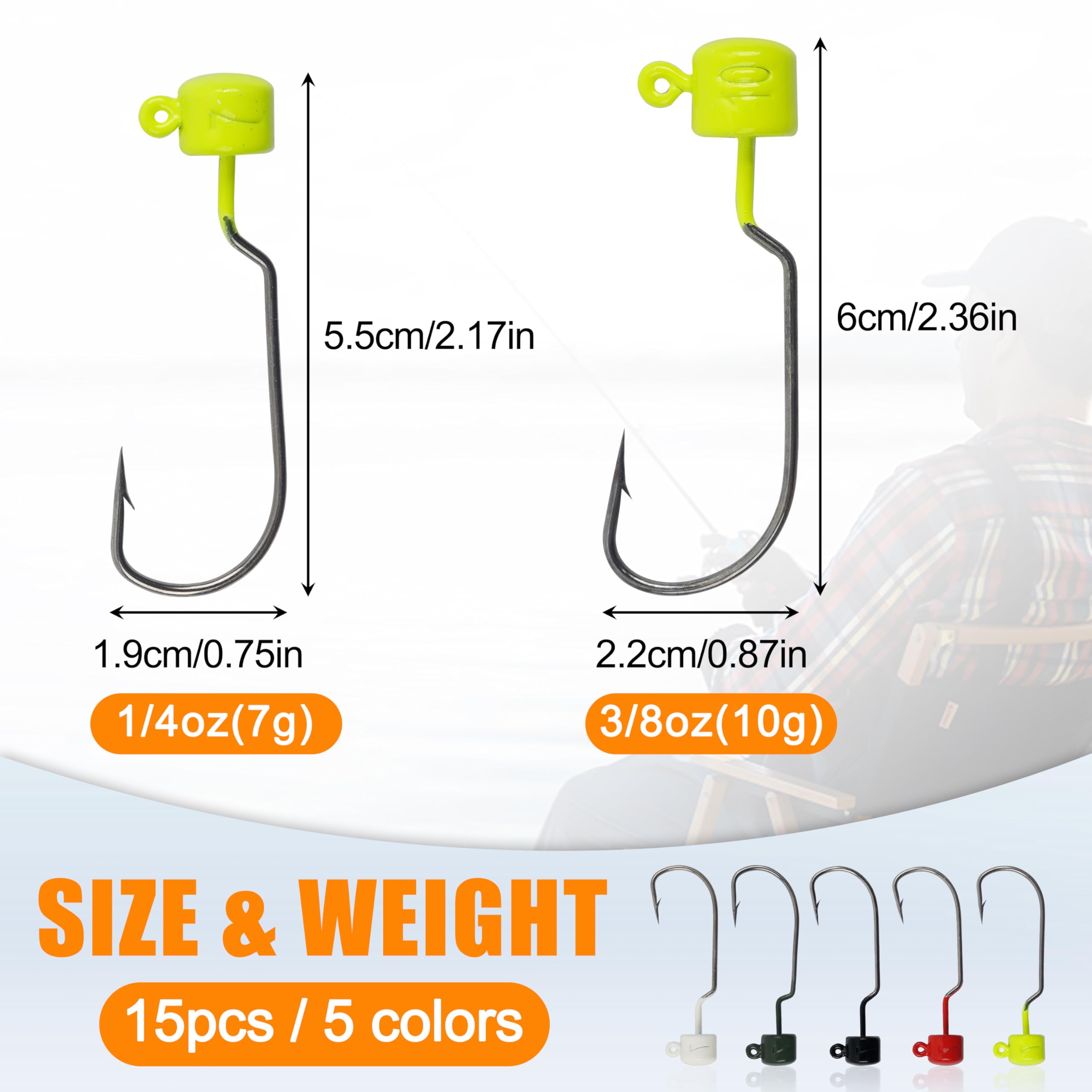 Ned Rig Jig Heads 15pcs Weedless Mushroom Head Wide Gap Hooks For Soft Baits - Bass Fishing Finesse Jig Kit