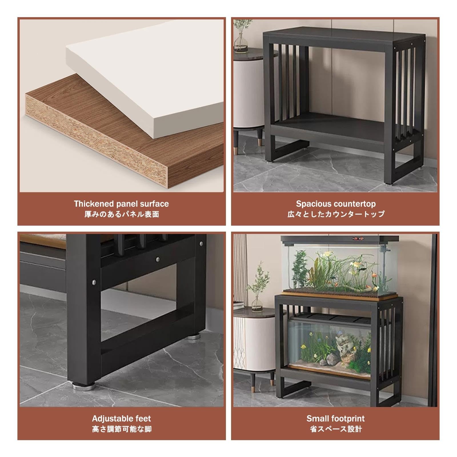 Mobile per Acquario, Scaffale per Acquario, Robusto e Durevole | Design a Doppio Strato per Lo Stoccaggio, Capacità di Carico di 200 Kg(A,60x40x80cm/23.6x15.7x31.5in)