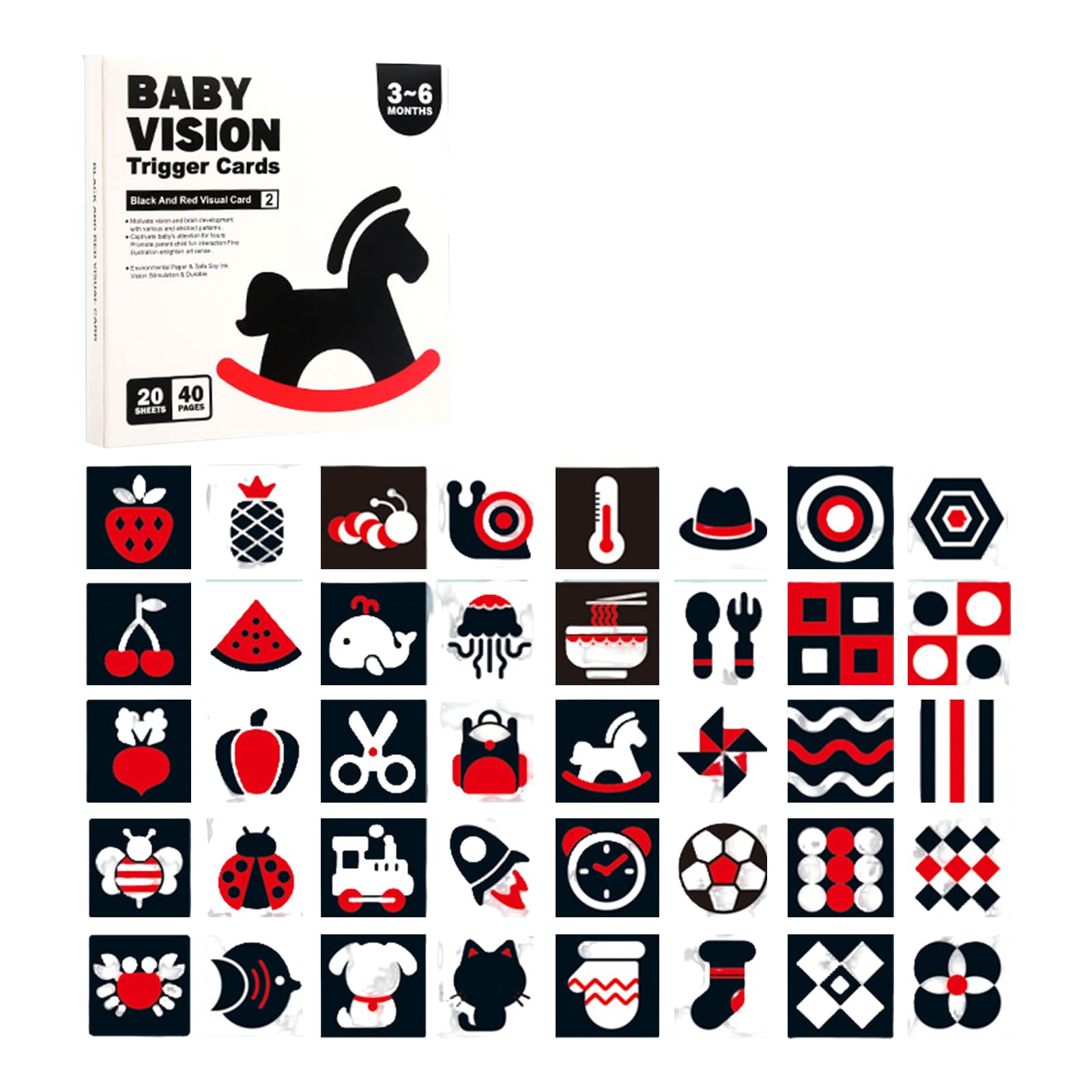 Amazon.co.jp: 赤ちゃん視覚刺激カード ブラックホワイト視覚刺激 ハイ
