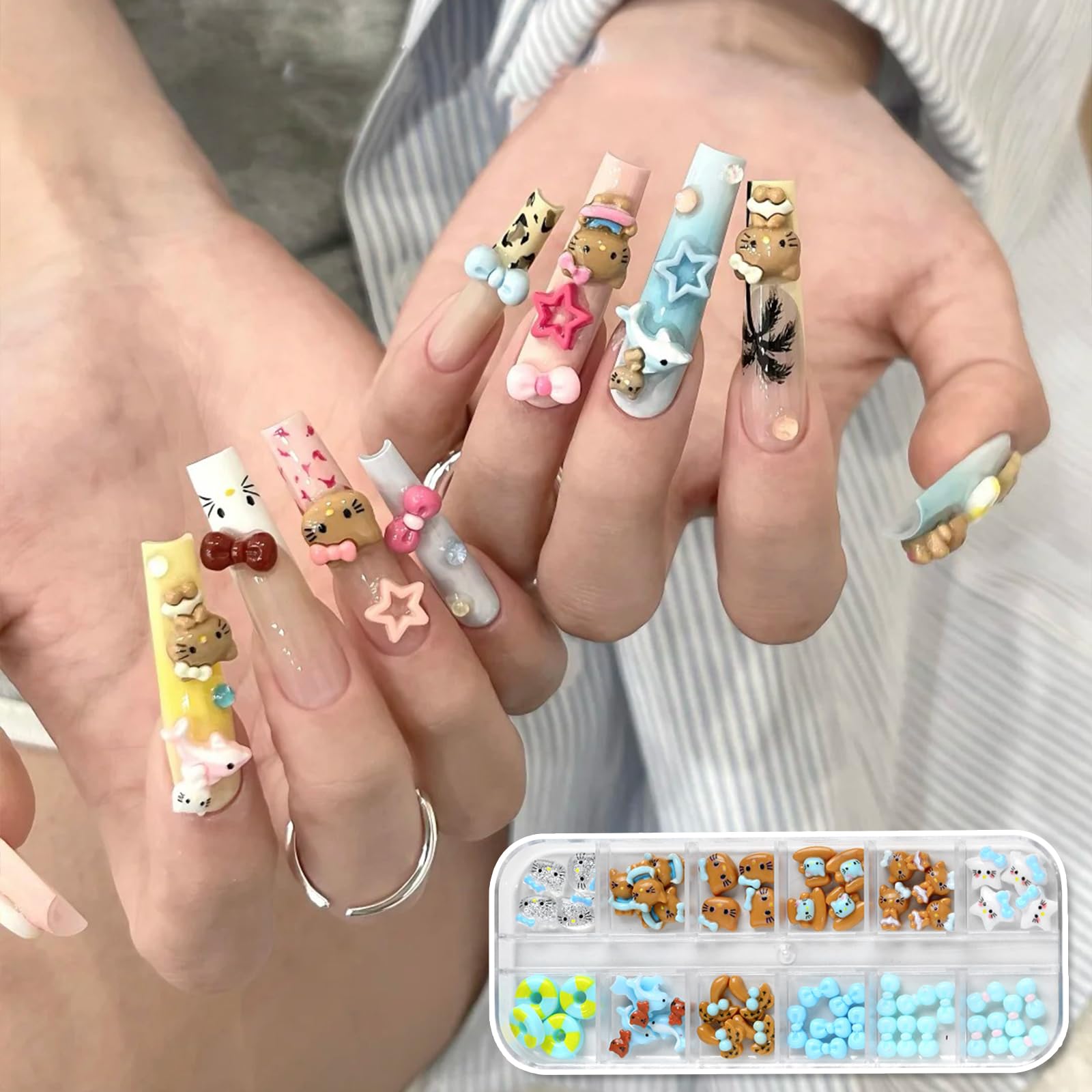 3dネイルパーツ ねこ デコパーツ リボン ネイルパーツ 量産型ネイル