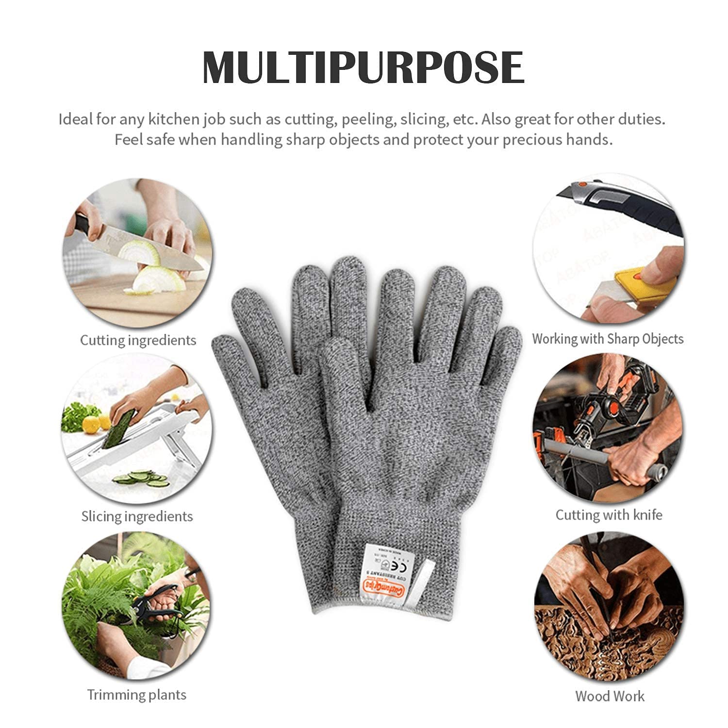 CustomGrips guantes resistentes a los cortes, nivel 5 de protección, guantes de seguridad de grado alimenticio para grifo de ostra y trabajo de cocina