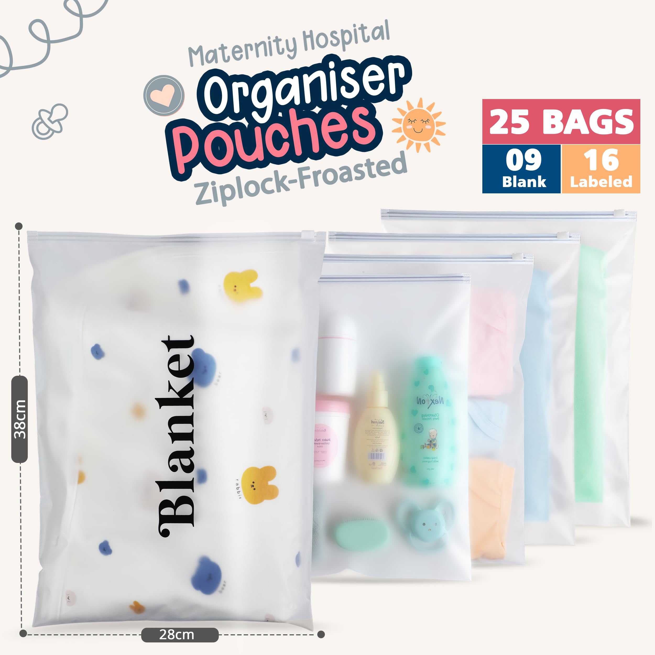 RasGo Baby Hospital Maternity Organiser Bags Pack of 25, Clear - Image 4